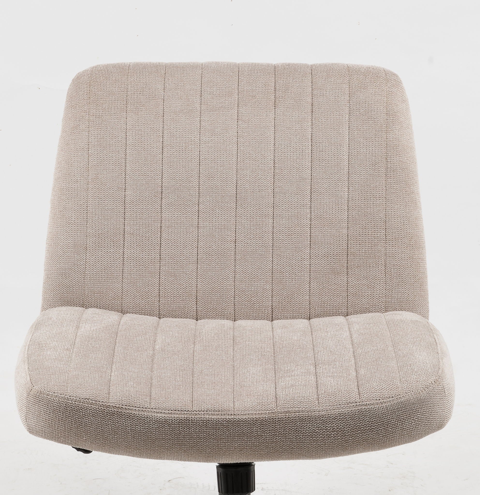 Cross Legged Office Chair, Wide Comfty Desk Chair, Vanity Home Chair, Armless Computer Task Chair With Wheels, Swivel And Height Adjustable - Beige