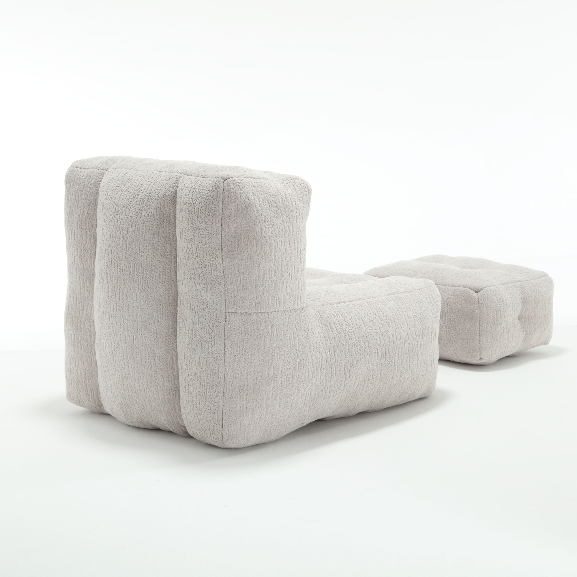 Modern Indoor Fluffy Bean Bag Chair With Memory Foam And Ottoman, Super Soft