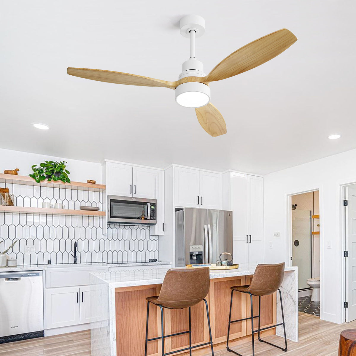 Ceiling Fan With 6 Speed Remote Control And 3Cct LED Light - White