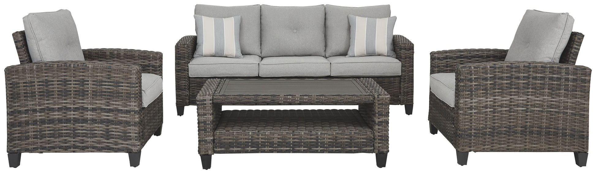 Ashley Furniture Cloverbrooke - Gray - Sofa, Chairs, Table Set (Set of 4) | Meri Furniture
