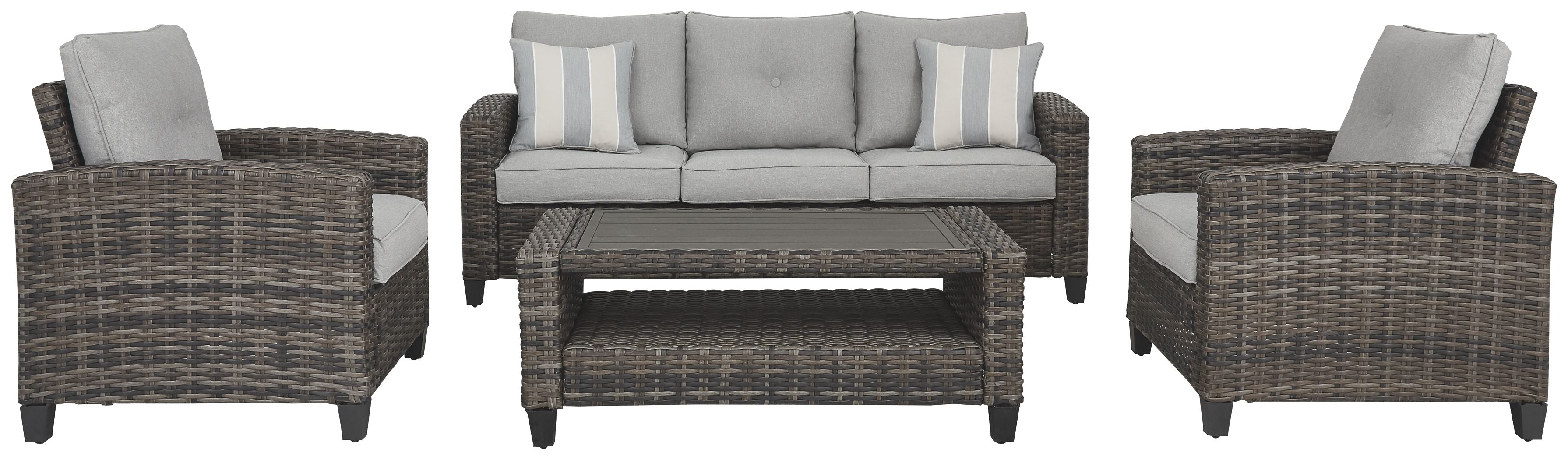 Ashley Furniture Cloverbrooke - Gray - Sofa, Chairs, Table Set (Set of 4) | Meri Furniture