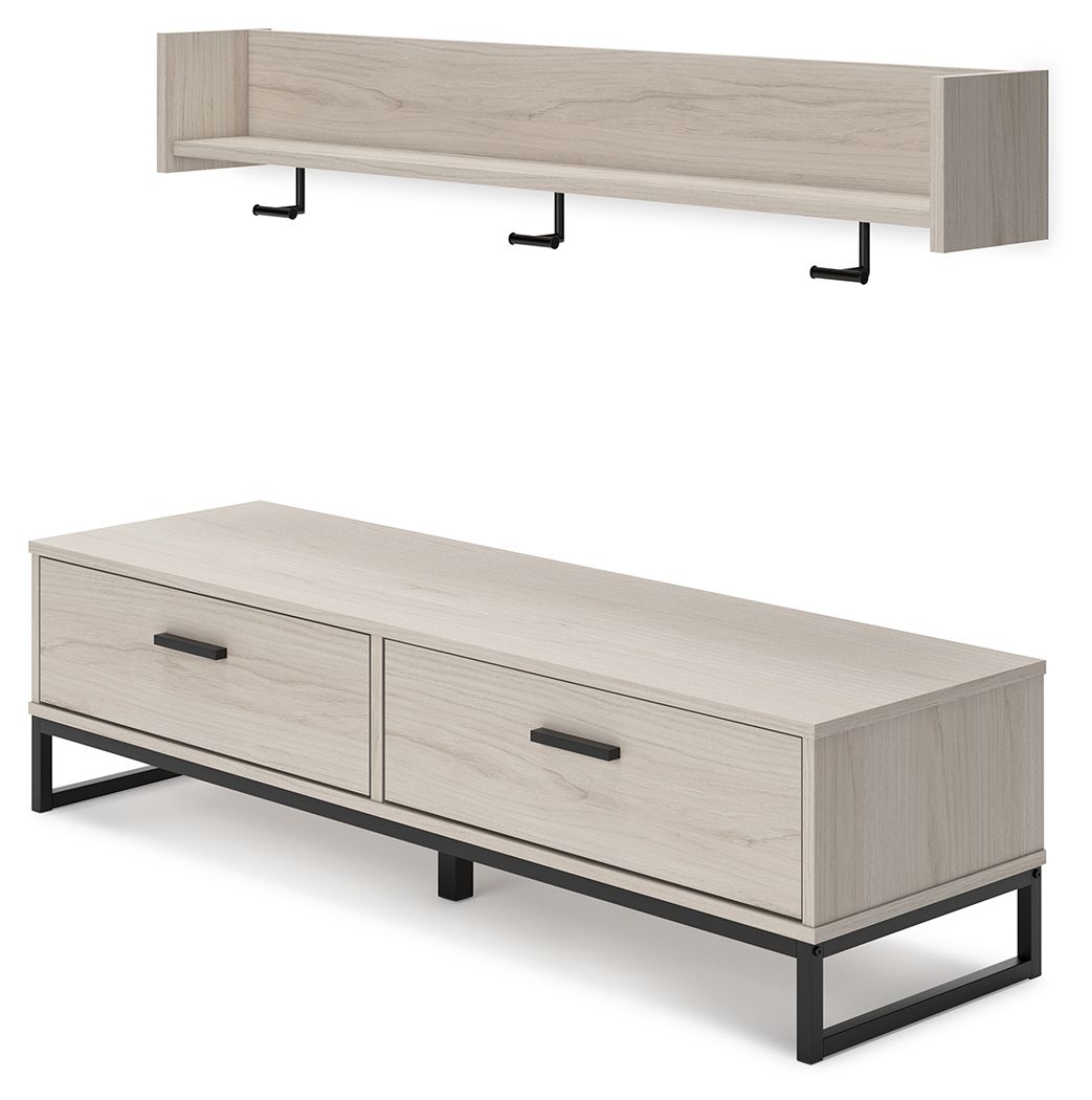 Signature Design by Ashley® Socalle - Natural - Bench With Coat Rack | Meri Furniture