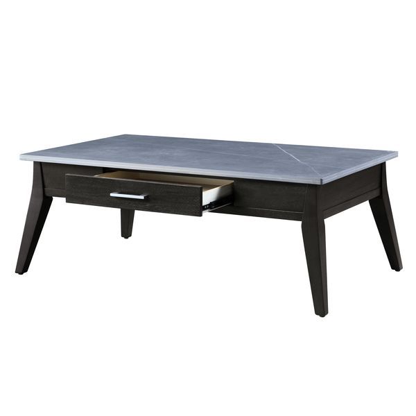 ACME Zemocryss - Coffee Table - Marble & Dark Brown Finish | Meri Furniture