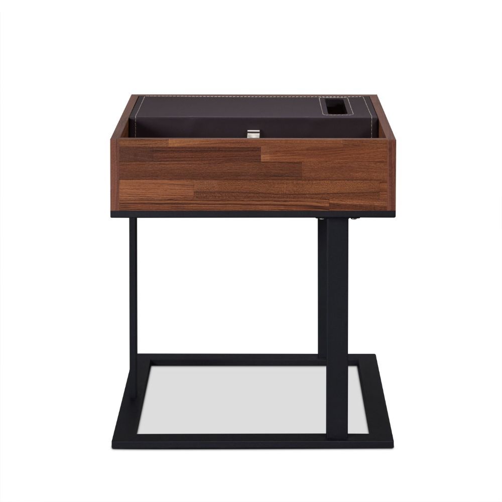 ACME Sara - I - I End Table - Espresso PU, Walnut & Sandy Black | Meri Furniture