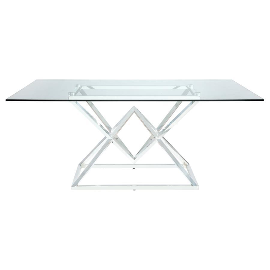 Coaster Fine Furniture Beaufort - Rectangular Glass Top Dining Table - Chrome | Meri Furniture