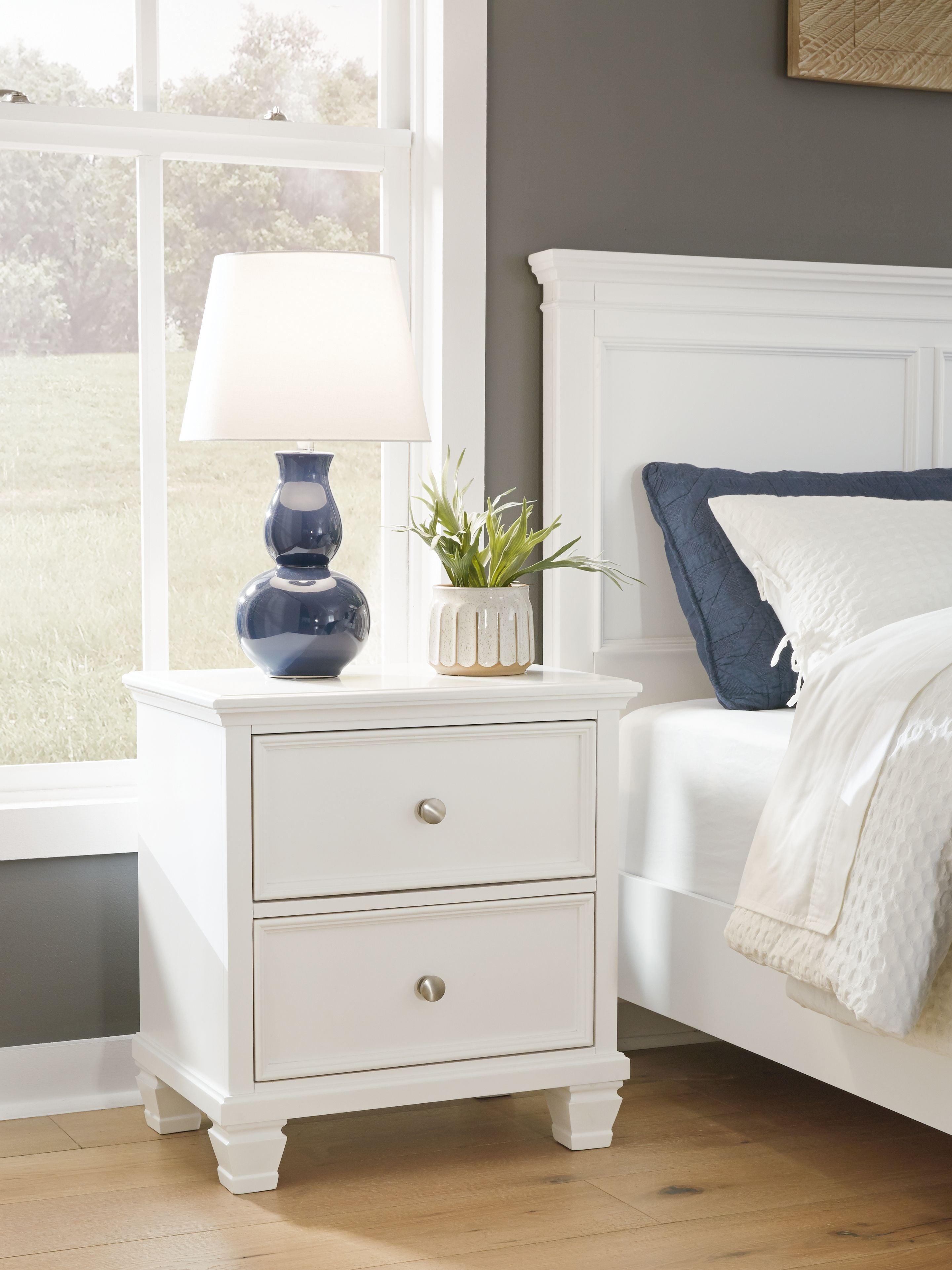 Signature Design by Ashley® Fortman - White - Two Drawer Night Stand | Meri Furniture