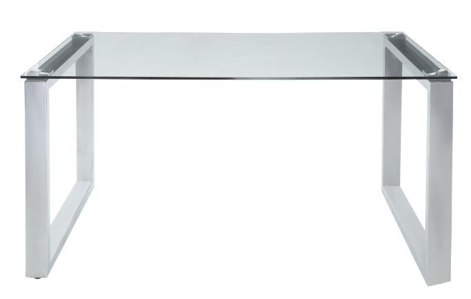 ACME Abraham - Dining Table - Clear Glass & Chrome Finish | Meri Furniture
