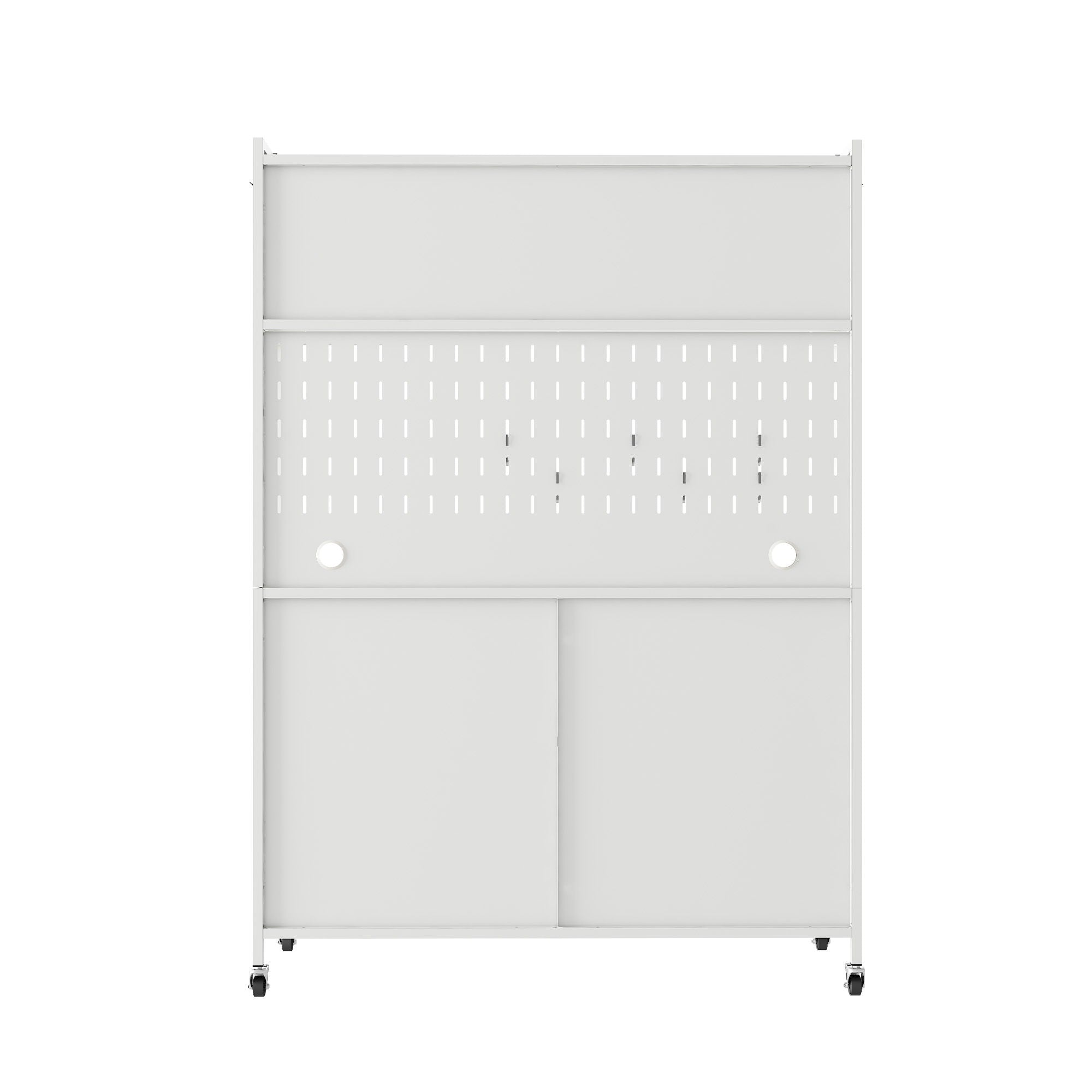 Contemporary Kitchen Pantry Cabinet With Glass Doors, Adjustable Shelves, Steel - Brushed Nickel