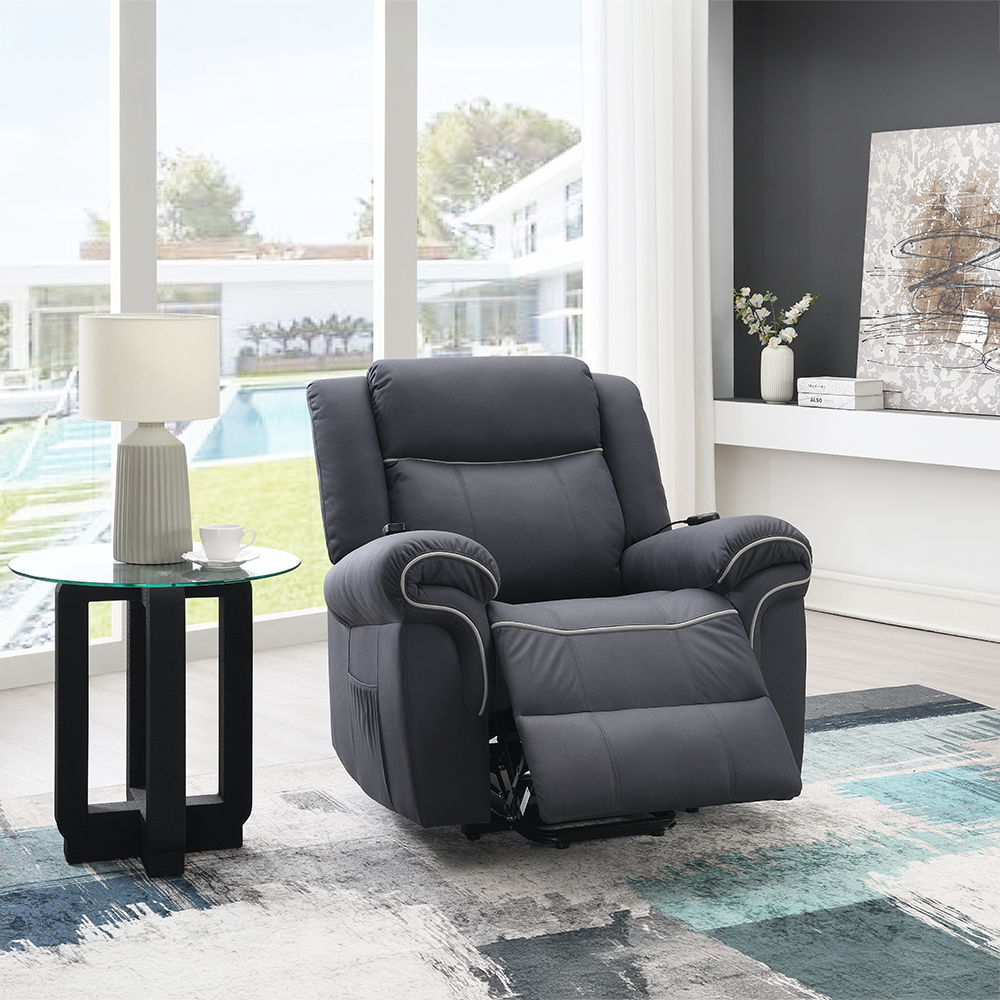 ACME Domana - Power Recliner With Lift & Heating & Massage - Dark Blue Fabric | Meri Furniture