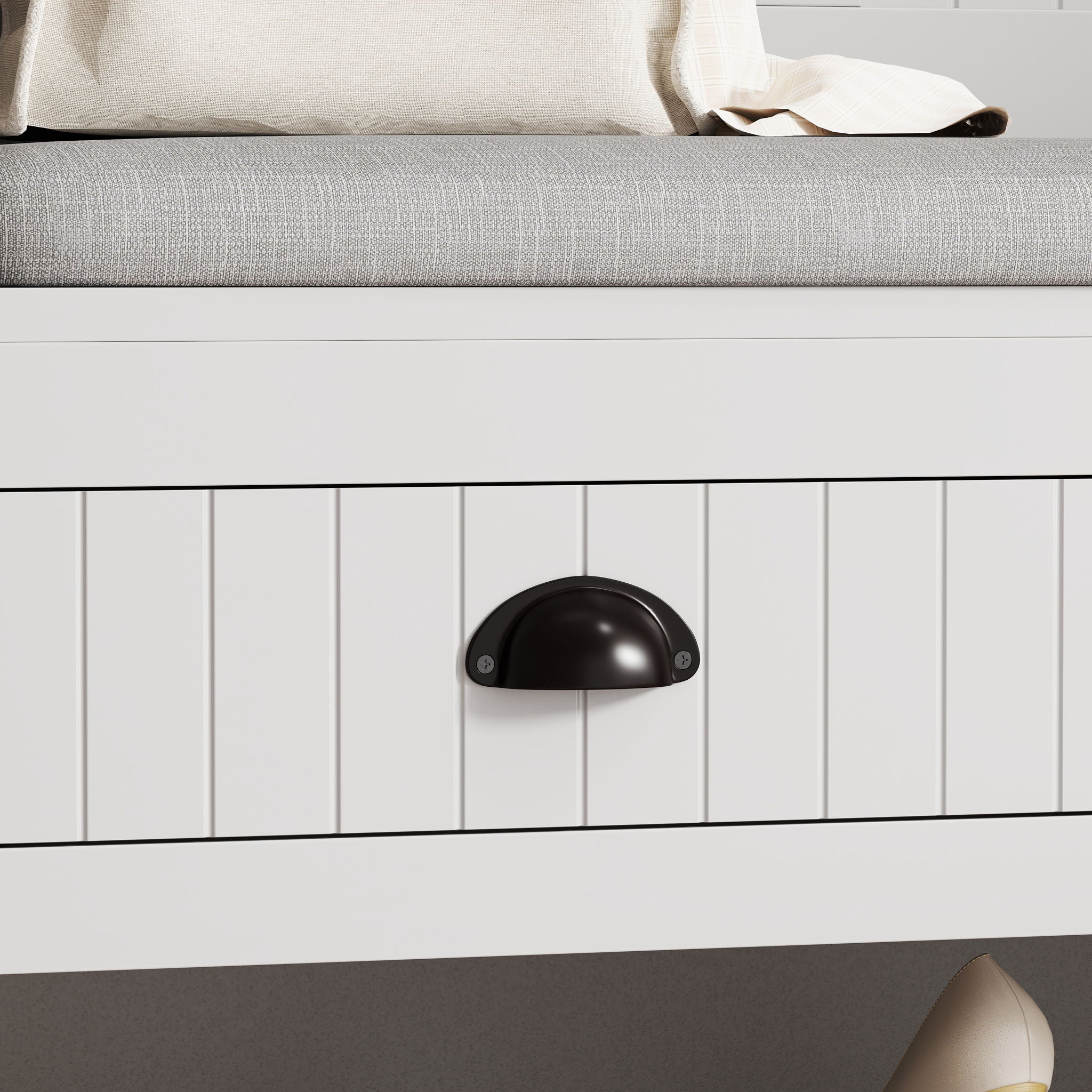 Modern 3 In 1 Hallway Hall Tree With Storage Drawers, Coat Rack, Shoe Rack Bench And Cushion