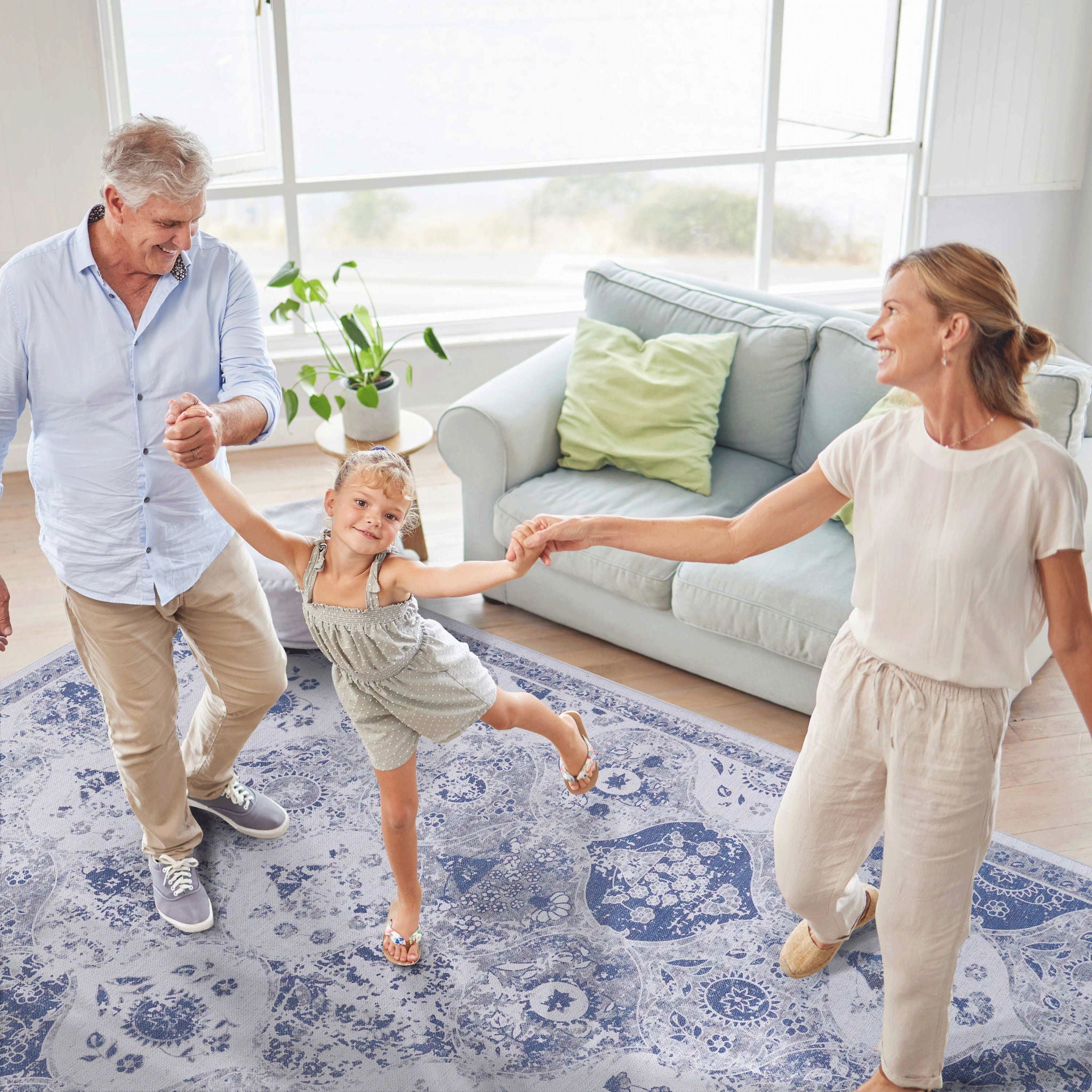 Maval - 8' X 10' Washable Area Rug - Blue