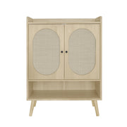 2 Door Shoe Rack, Freestanding, Modern Shoe Storage Cabinet, For Entryway - Natural