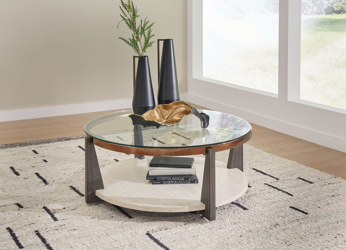 Signature Design by Ashley® Frazwa - Multi - Round Cocktail Table | Meri Furniture