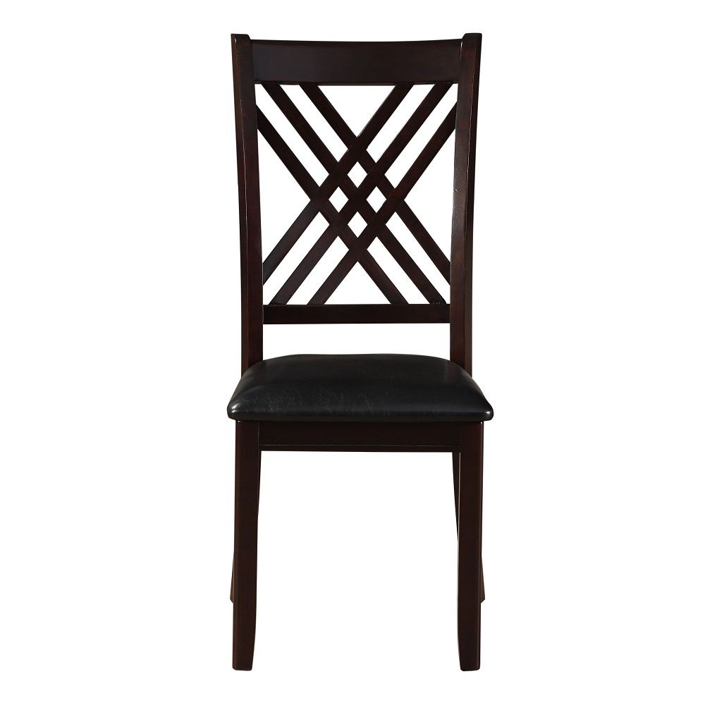 Katrien - Side Chair Set of 2) - Black Synthetic Leather & Espresso