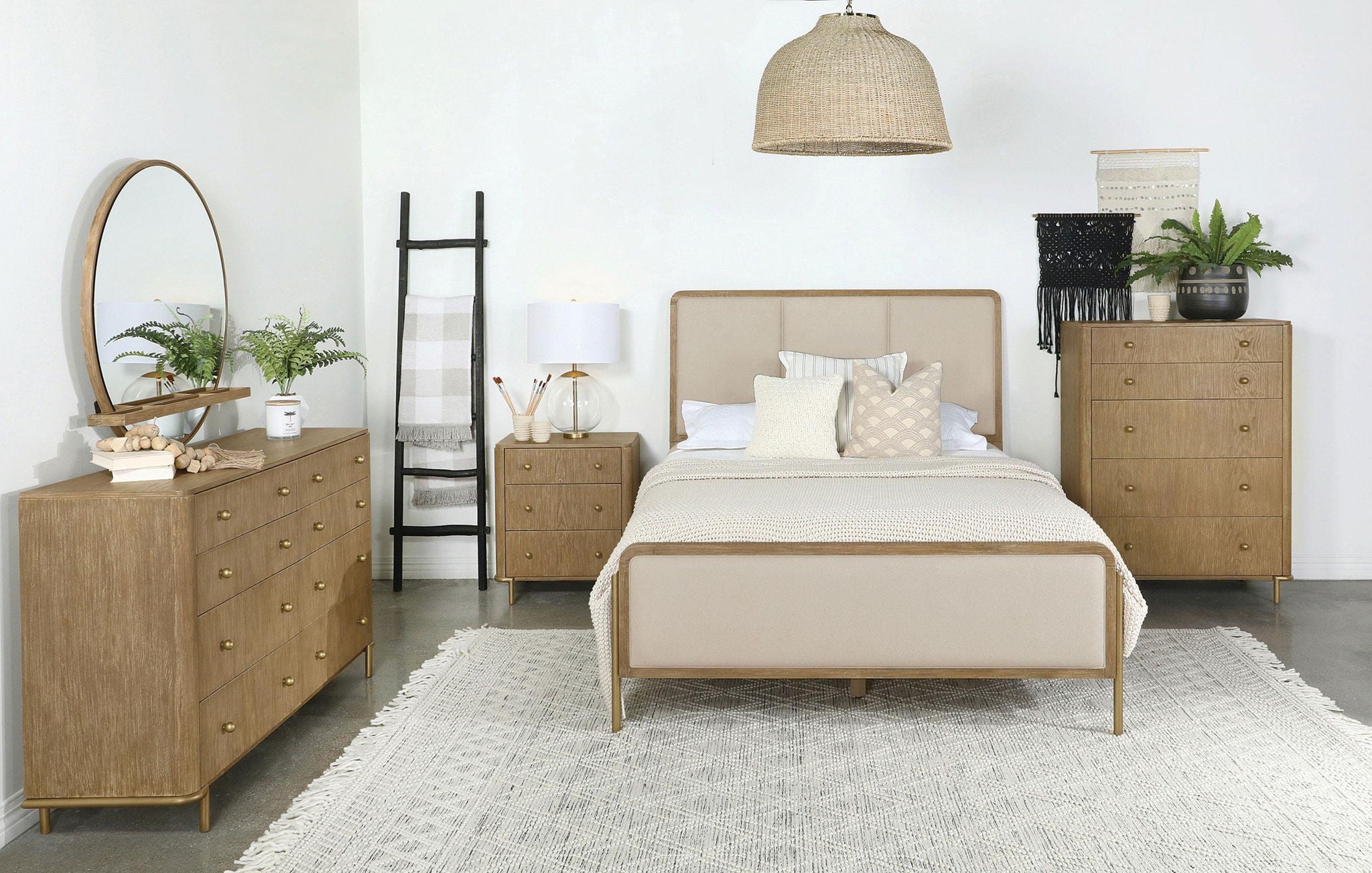 Arini 56-inch California King Panel Bed Cream and Sand Wash