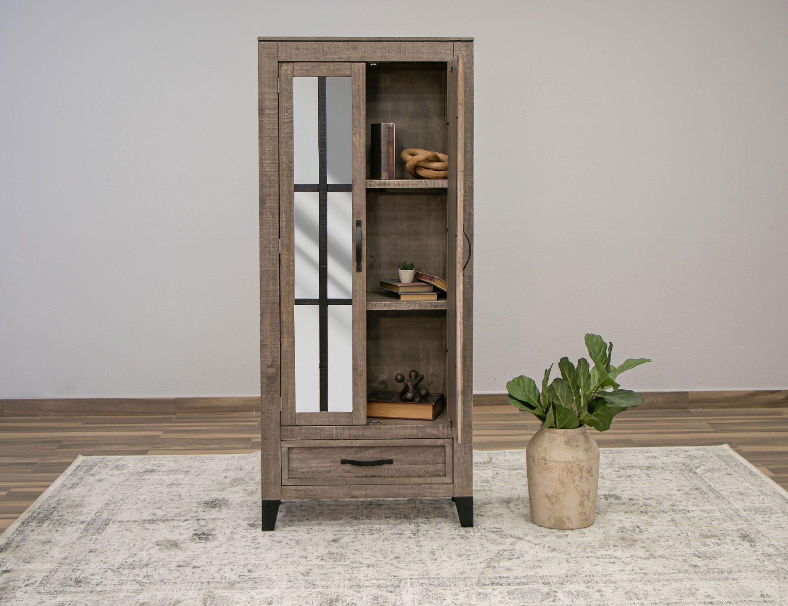 International Furniture Direct Blacksmith - Cabinet - Truffle Brown / Oil Black | Meri Furniture
