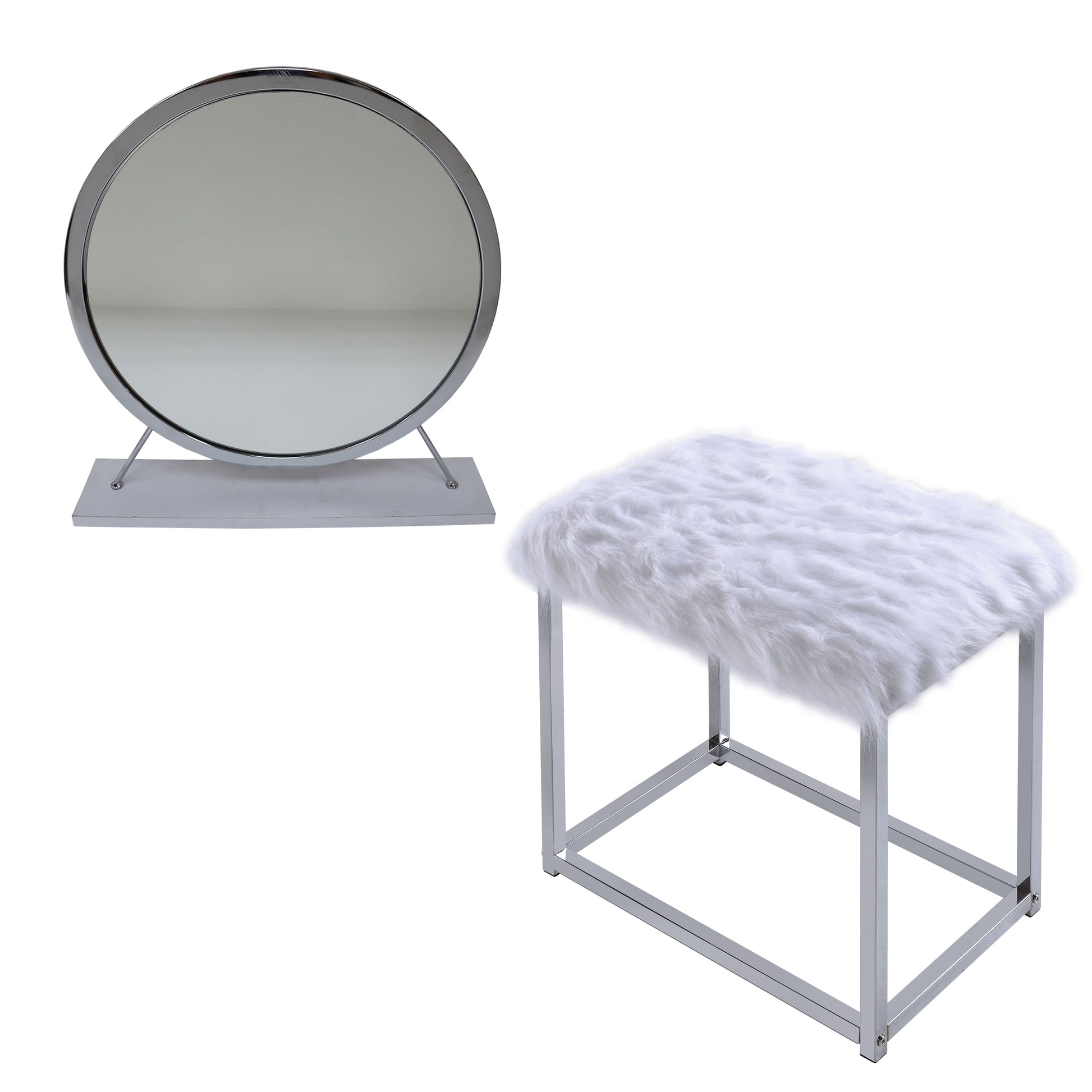ACME Adao - Vanity Mirror - Faux Fur, Mirror | Meri Furniture