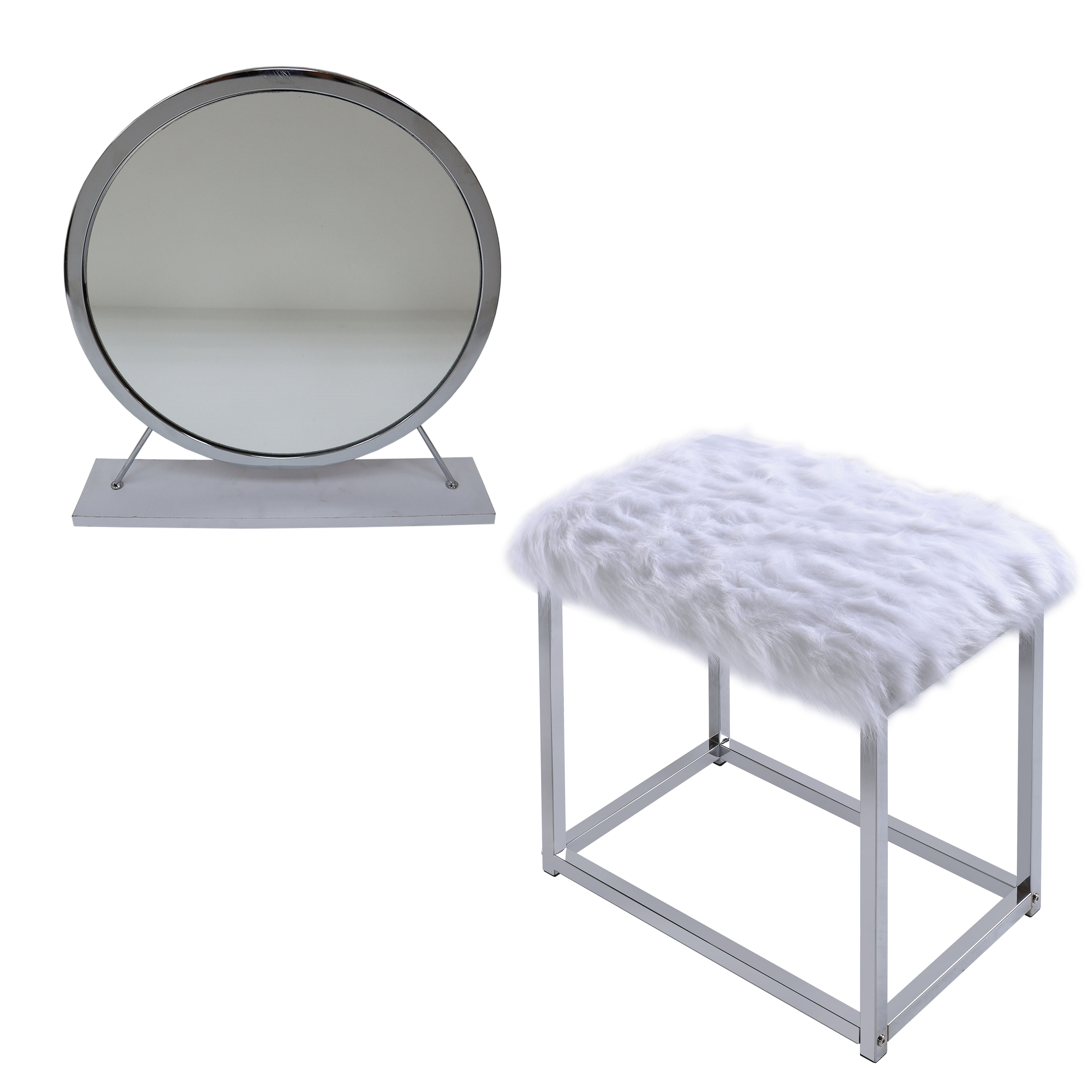 ACME Adao - Vanity Mirror - Faux Fur, Mirror | Meri Furniture