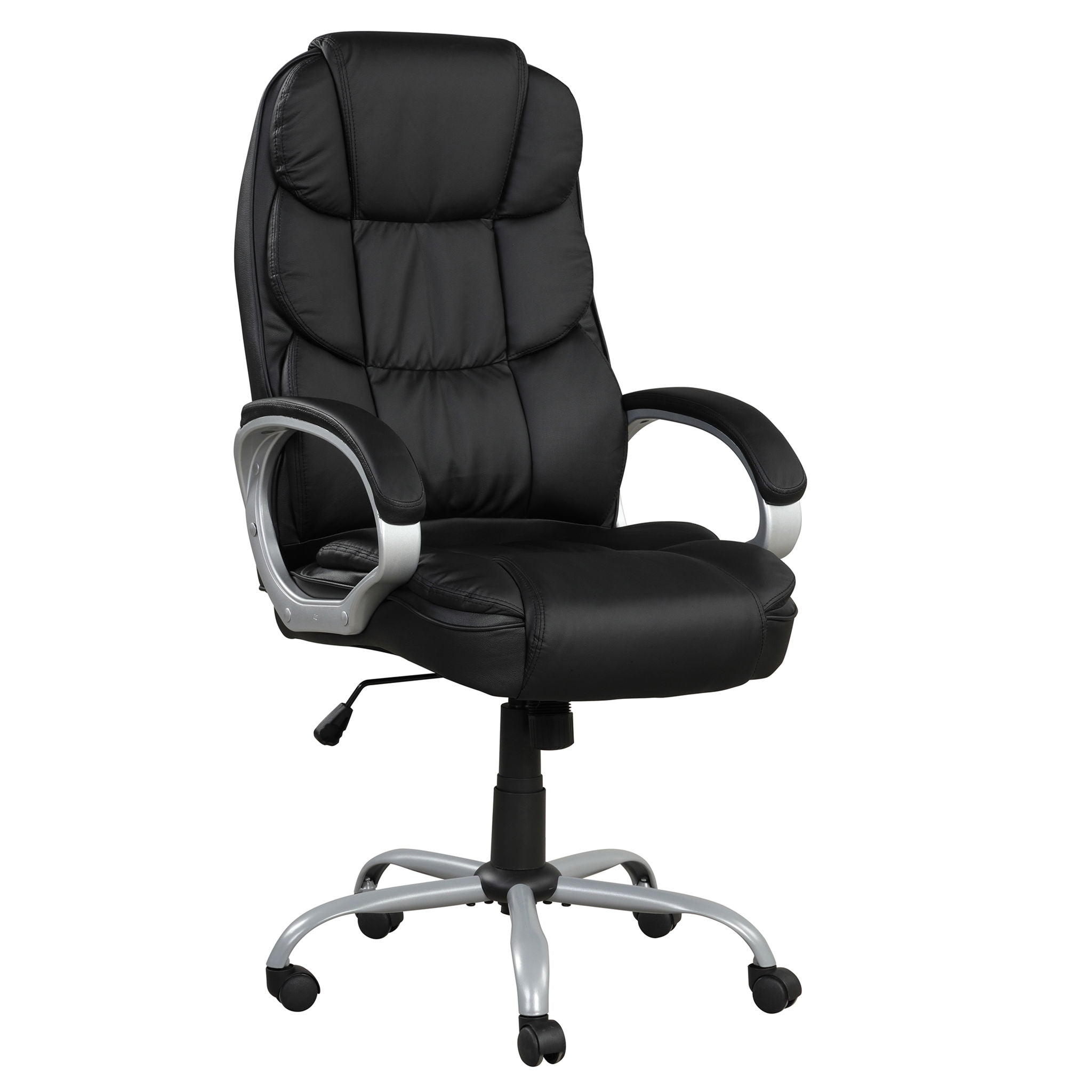 Upholstered Office Chair, Adjustable Height Swivel Chair - Black