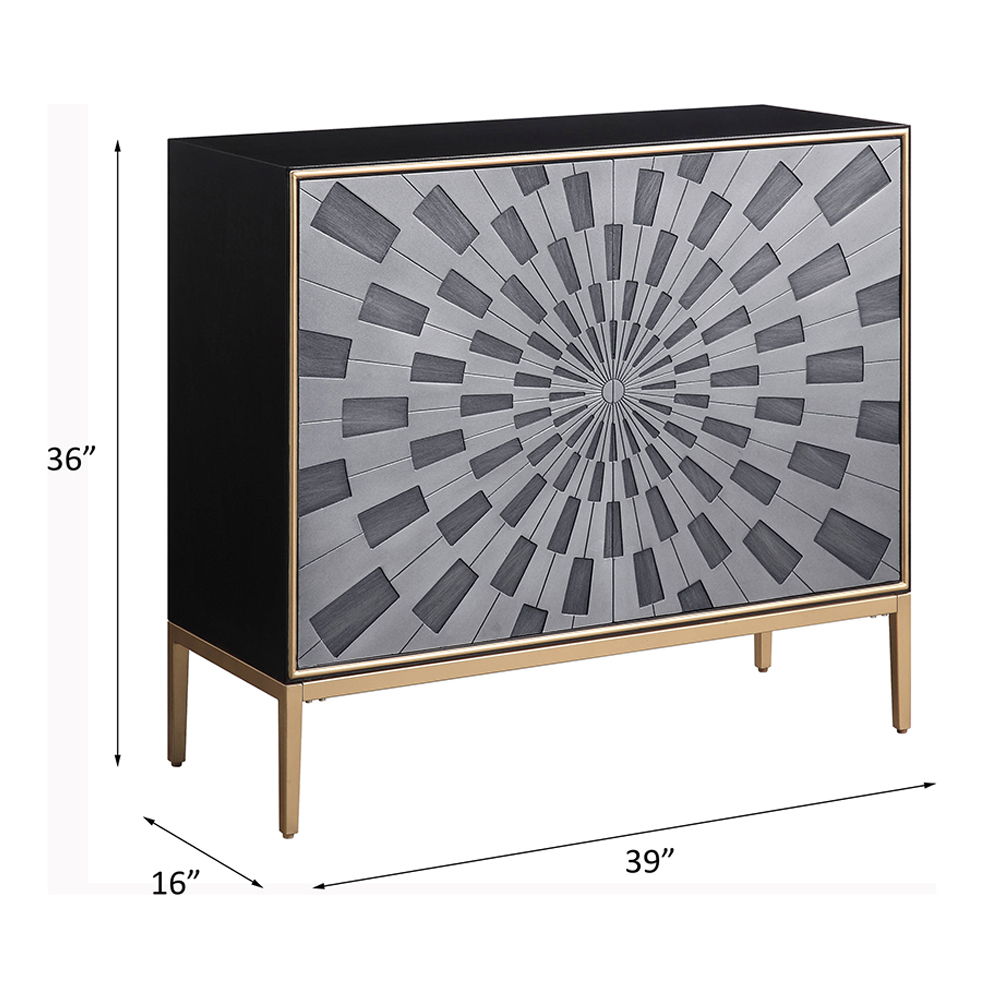 Quilla - Console Cabinet - Black, Gray & Brass
