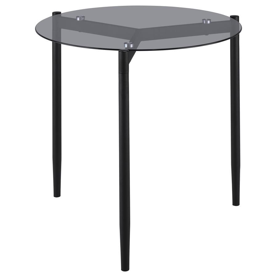 Coaster Fine Furniture Rosalie - Round Smoked Glass Top End Table - Sandy Black | Meri Furniture