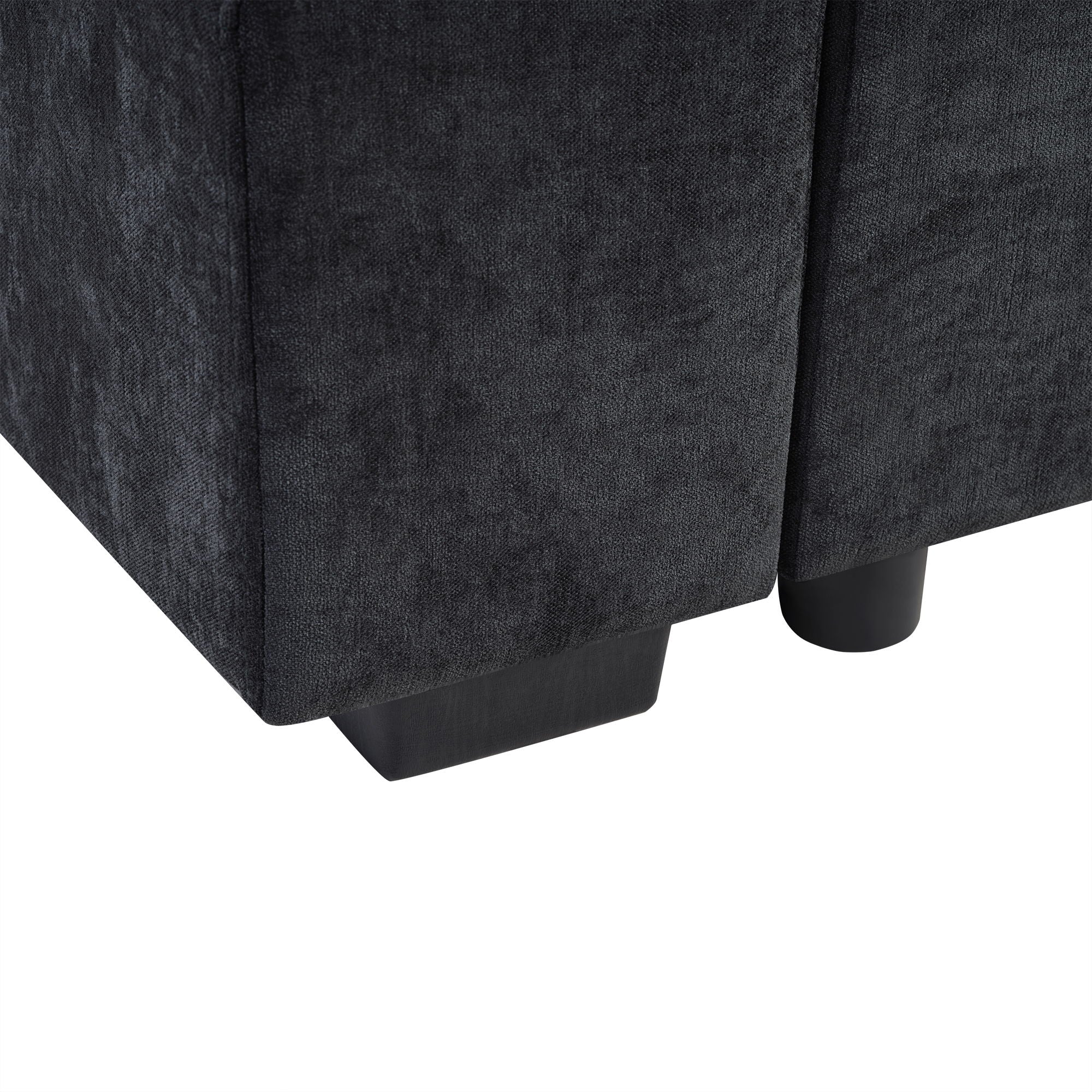 Modern L Shaped Sectional Sofa With Chenille Upholstery And Wooden Storage