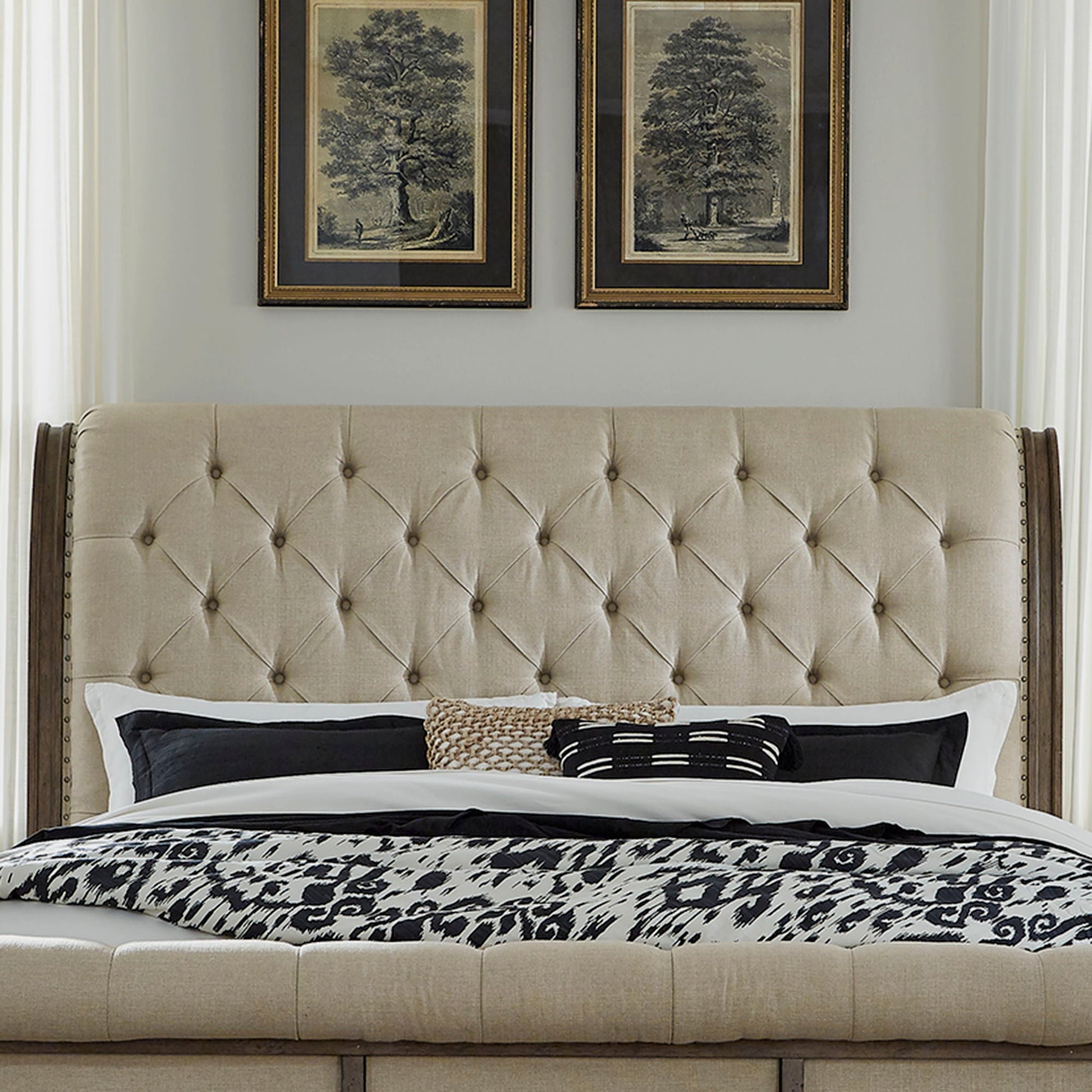 Liberty Furniture Americana Farmhouse - Upholstered Sleigh Headboard | Meri Furniture