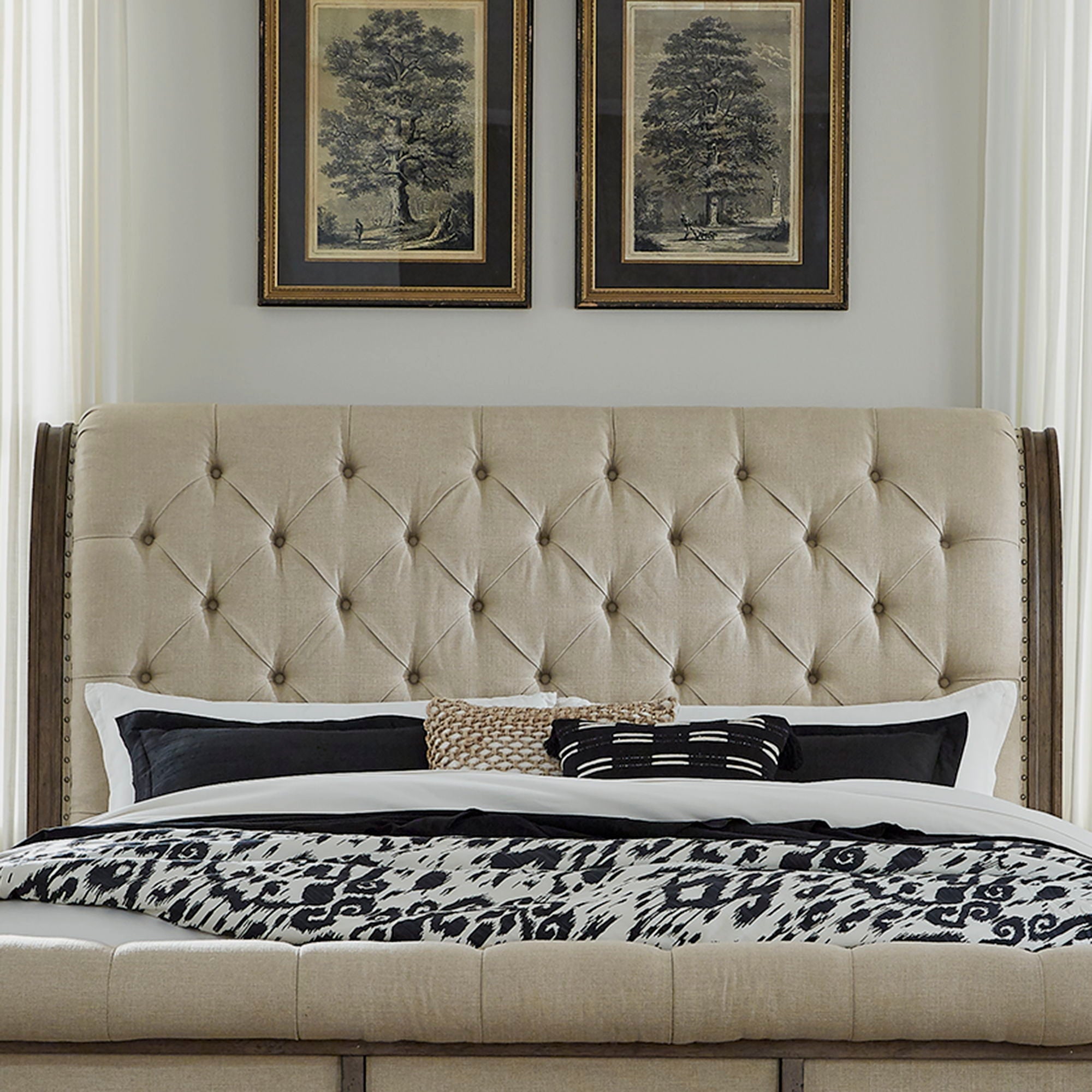 Liberty Furniture Americana Farmhouse - Upholstered Sleigh Headboard | Meri Furniture