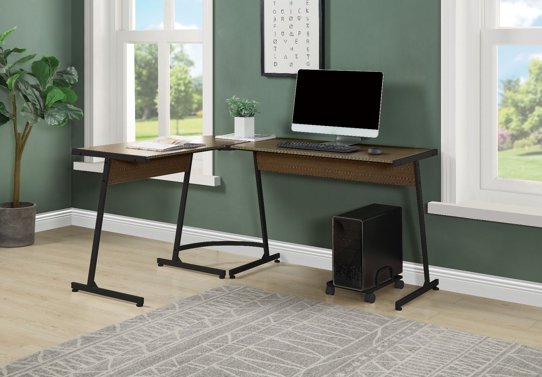 ACME Acme - Dazenus - Computer Desk, Black Finish - Of00044 - Black & Oak Finish | Meri Furniture