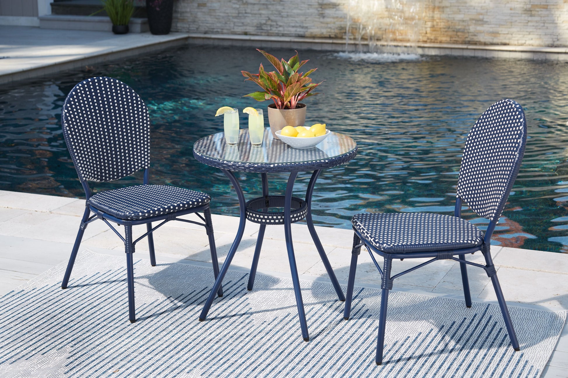 Signature Design by Ashley® Odyssey Blue - Blue - Chairs W/Table Set (Set of 3) | Meri Furniture