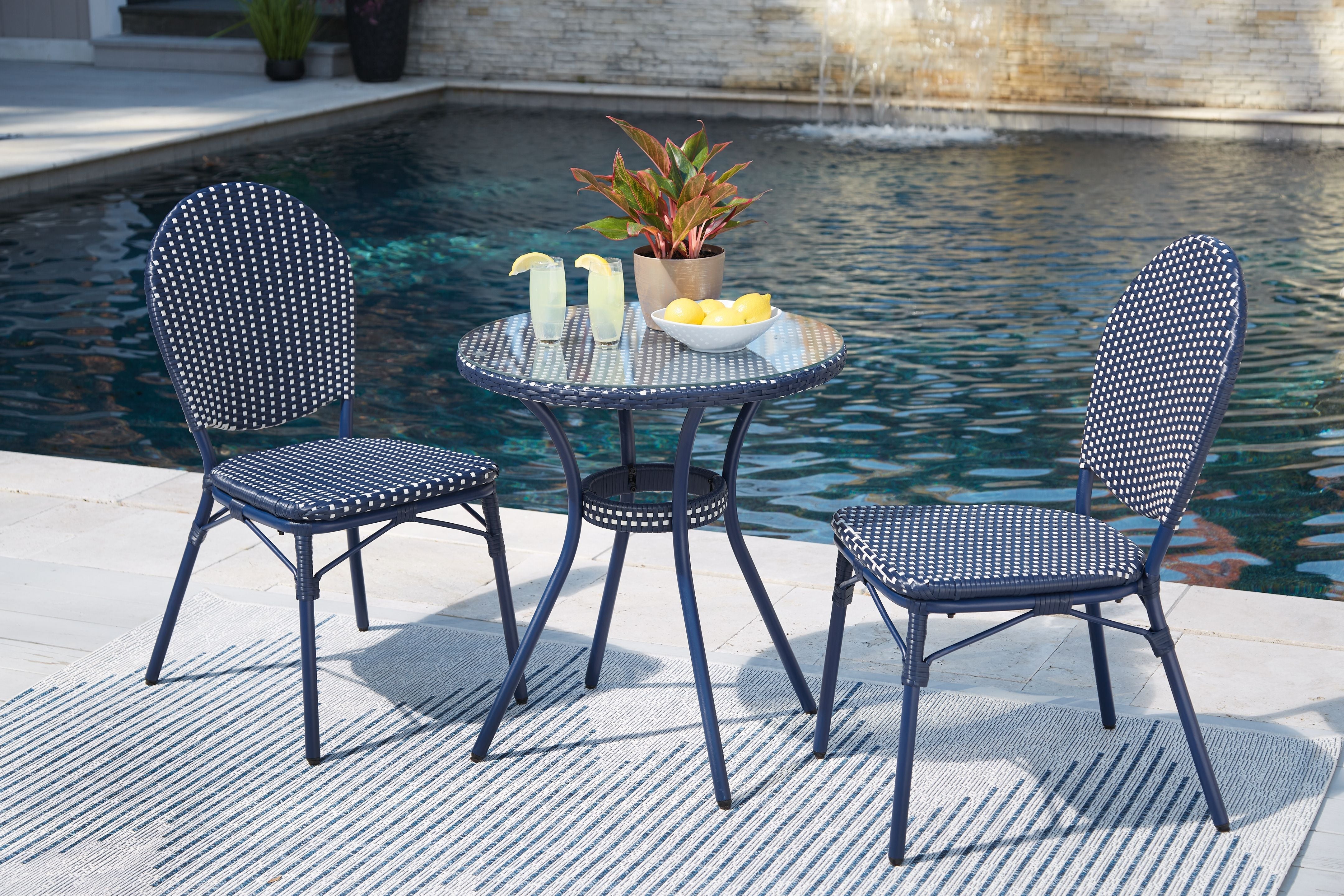 Signature Design by Ashley® Odyssey Blue - Blue - Chairs W/Table Set (Set of 3) | Meri Furniture