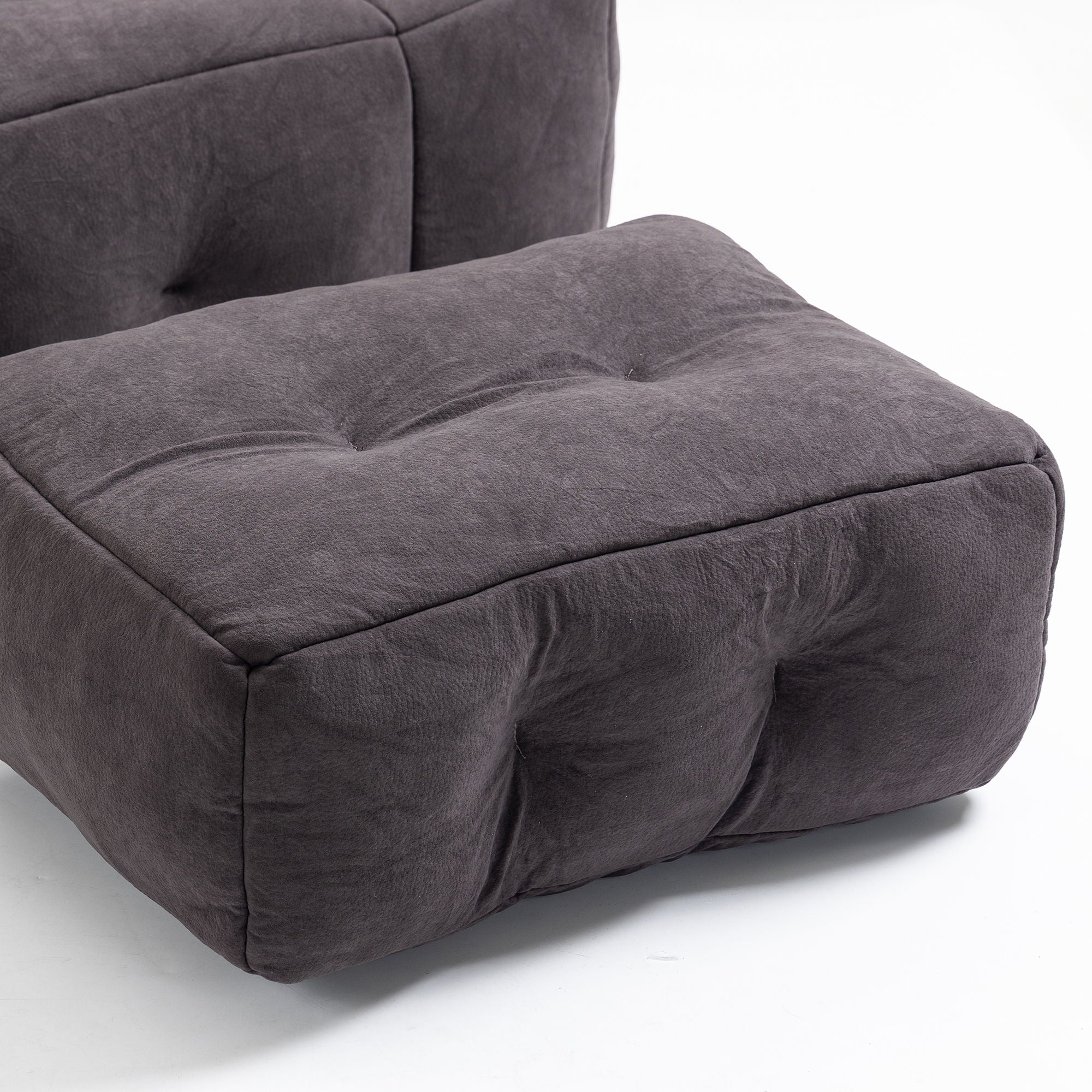 Modern Indoor Fluffy Bean Bag Chair With Memory Foam And Ottoman, Super Soft