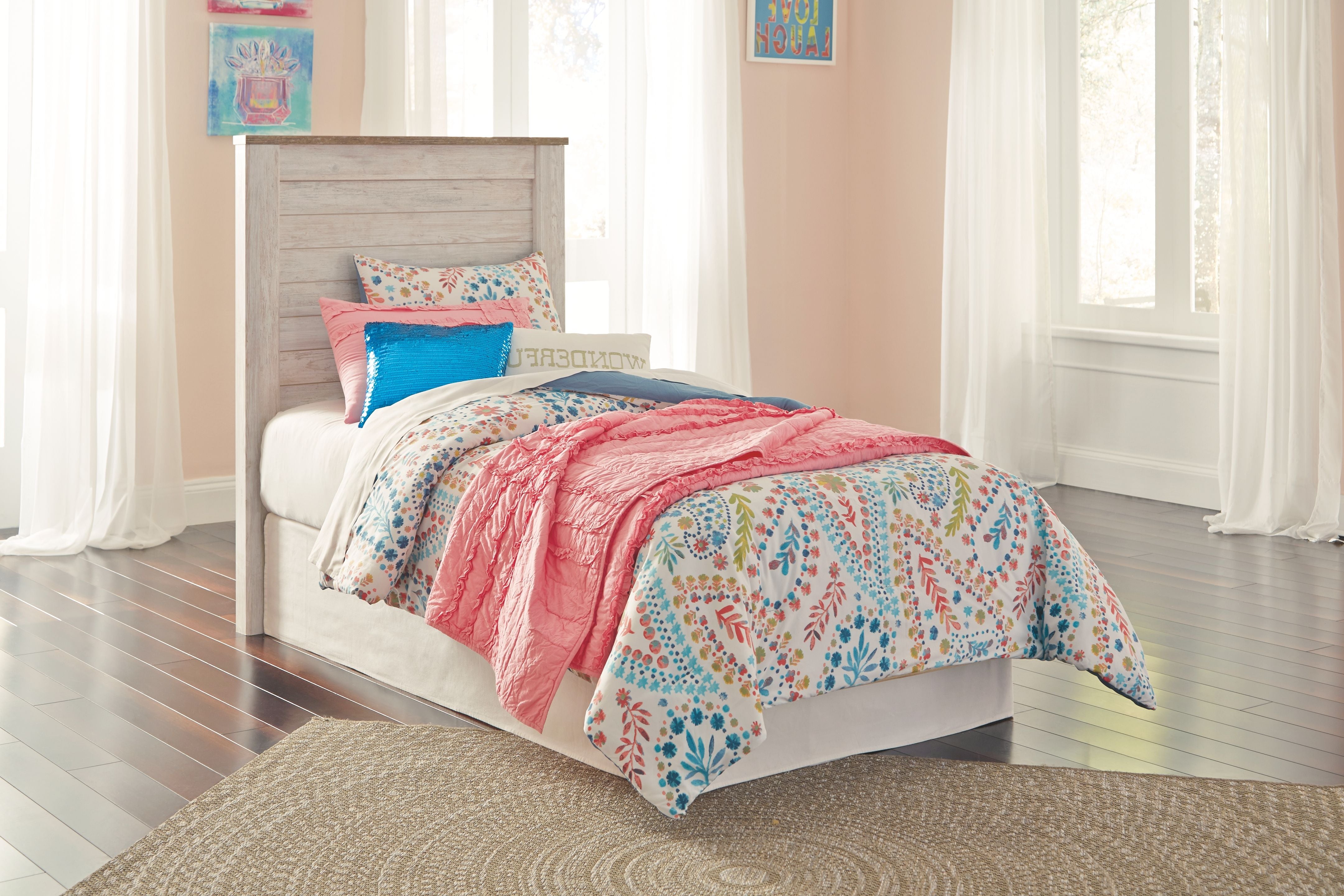 Signature Design by Ashley® Willowton - Panel Headboard With Bolt On Bed Frame | Meri Furniture