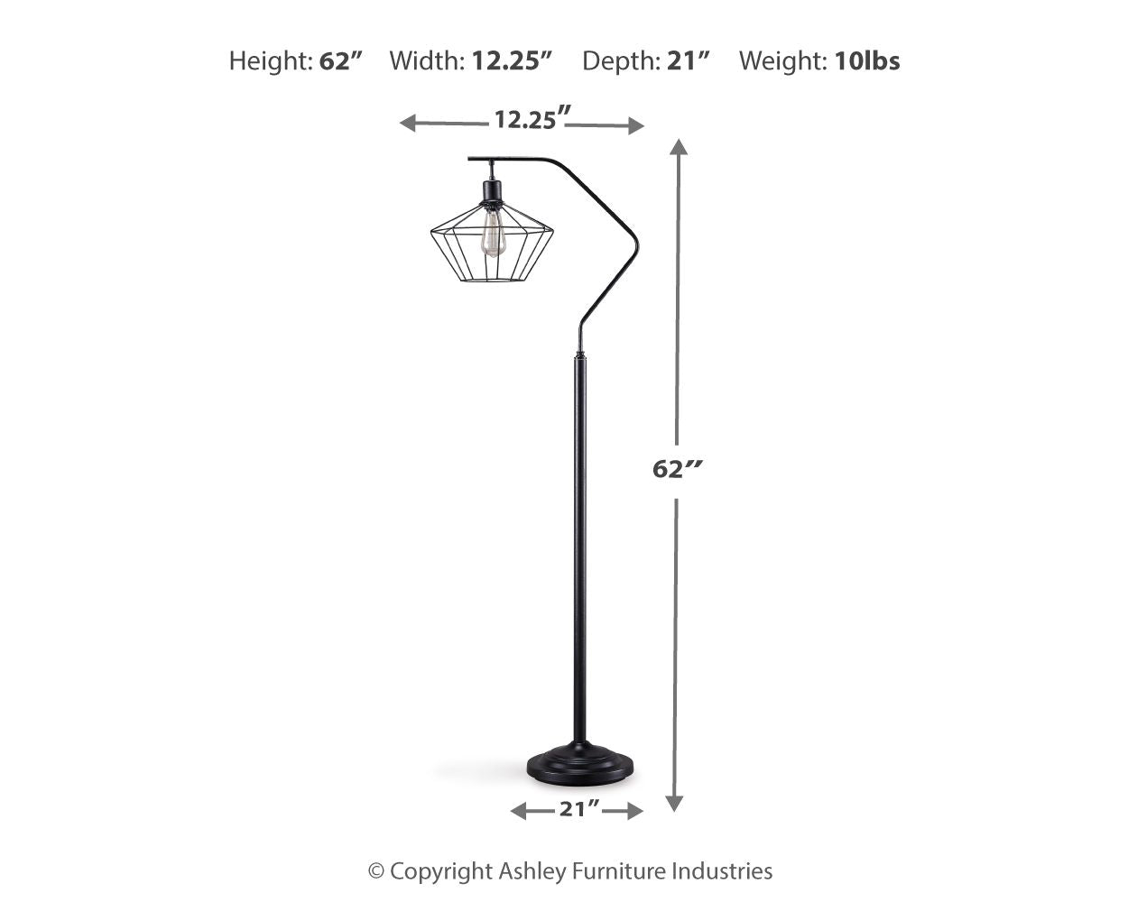 Ashley Furniture Makeika - Black - Metal Floor Lamp | Meri Furniture
