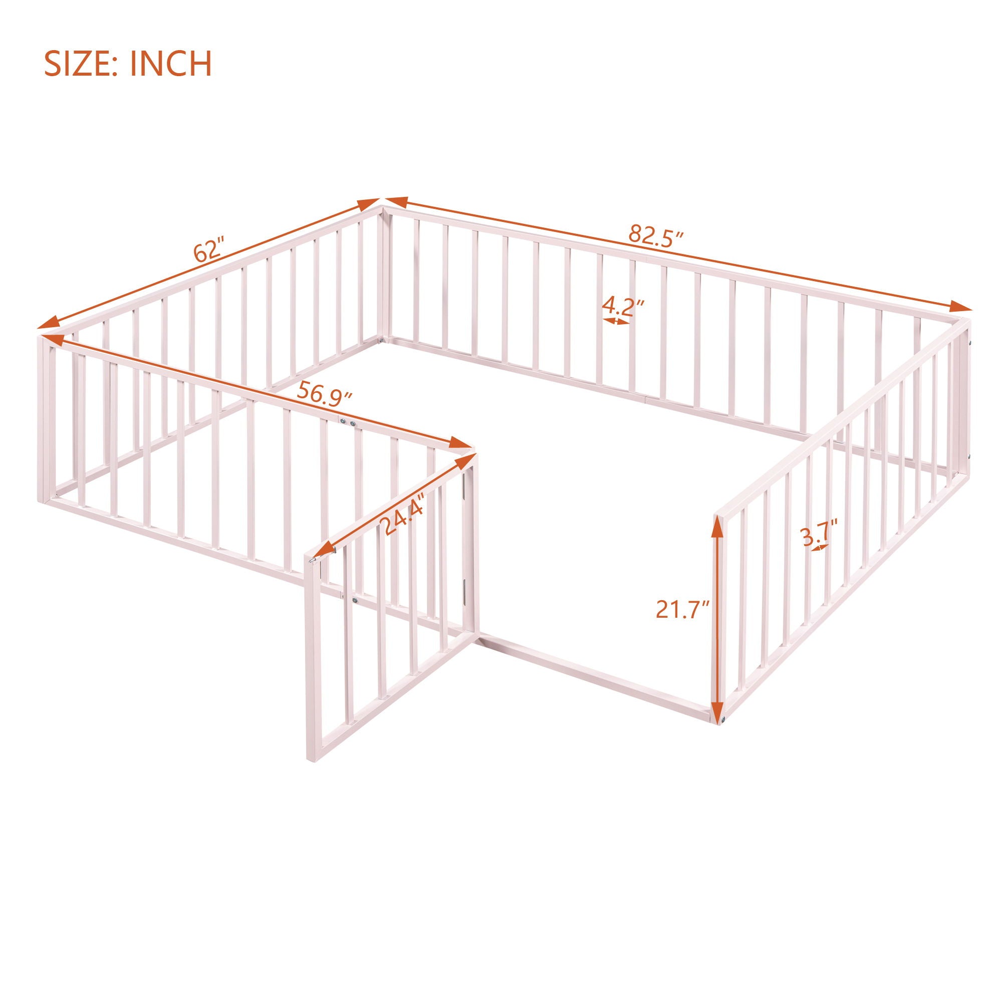 Metal Floor Bed Frame With Fence And Door
