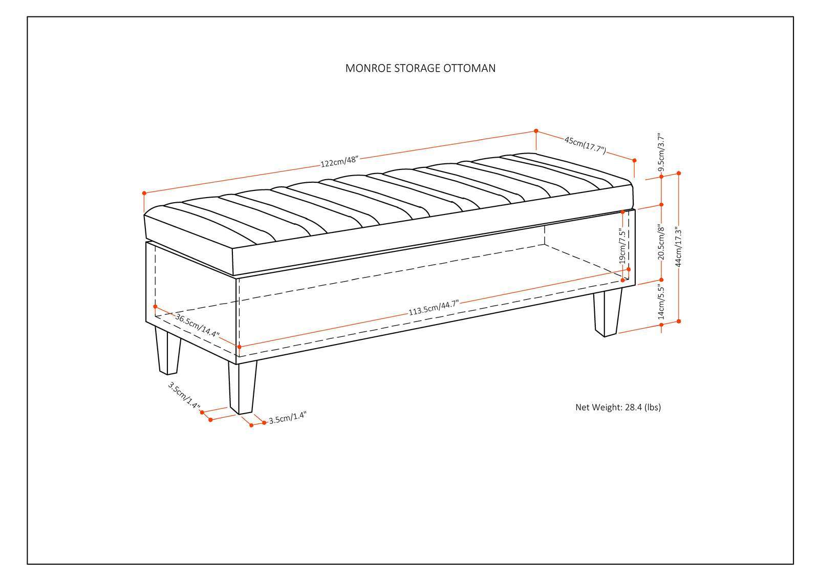 Monroe - Upholstered Storage Ottoman