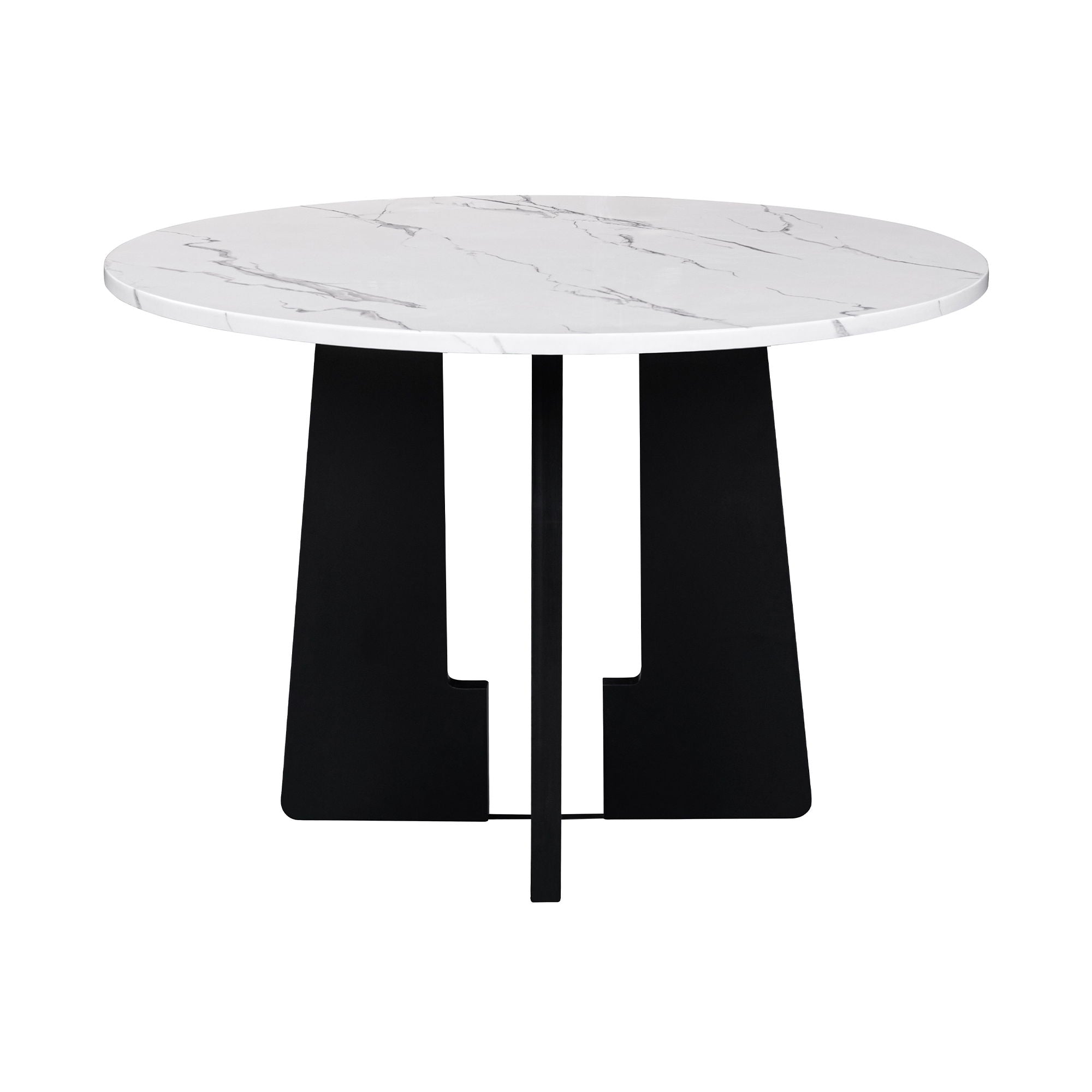 5 Piece Round Dining Table Set, Dining Table And 4 Upholstered Chairs For Dining Room, Kitchen Room, Living Room - White / Gray