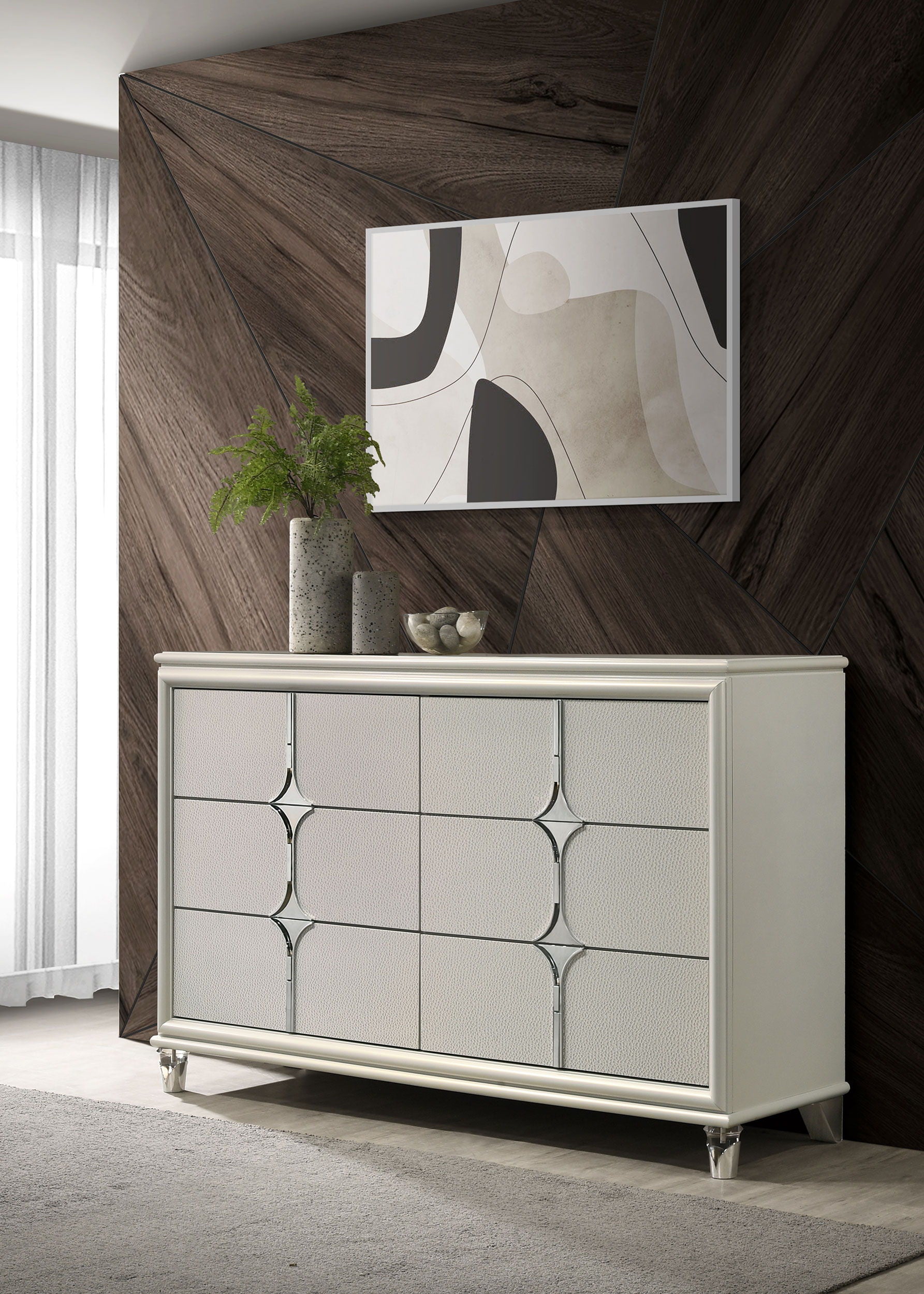 Coaster Fine Furniture Olivia - 6-Drawer Dresser Cabinet - Pearl White | Meri Furniture