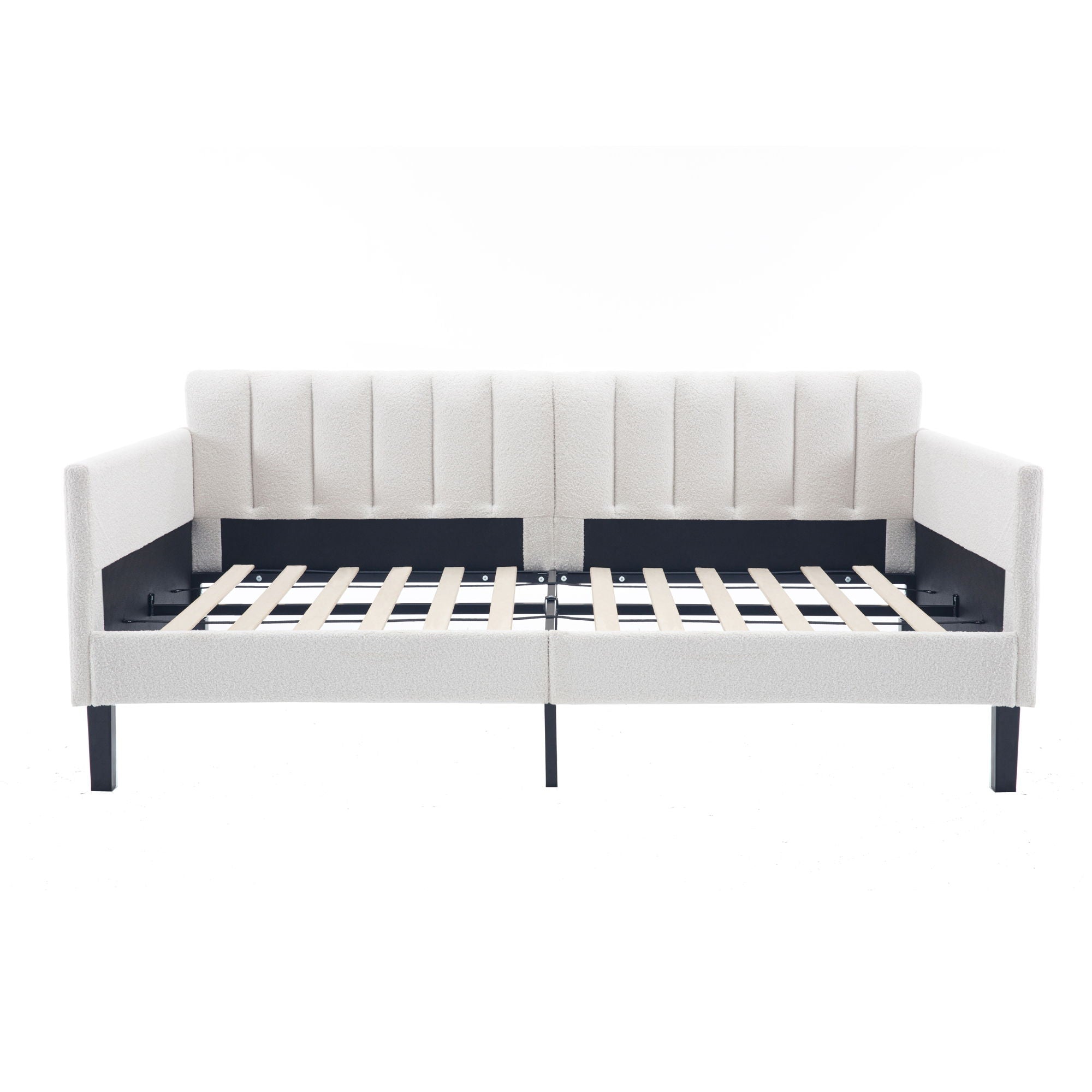 Elena - Boucle Upholstered Daybed, Ribbed Tufted Backrest