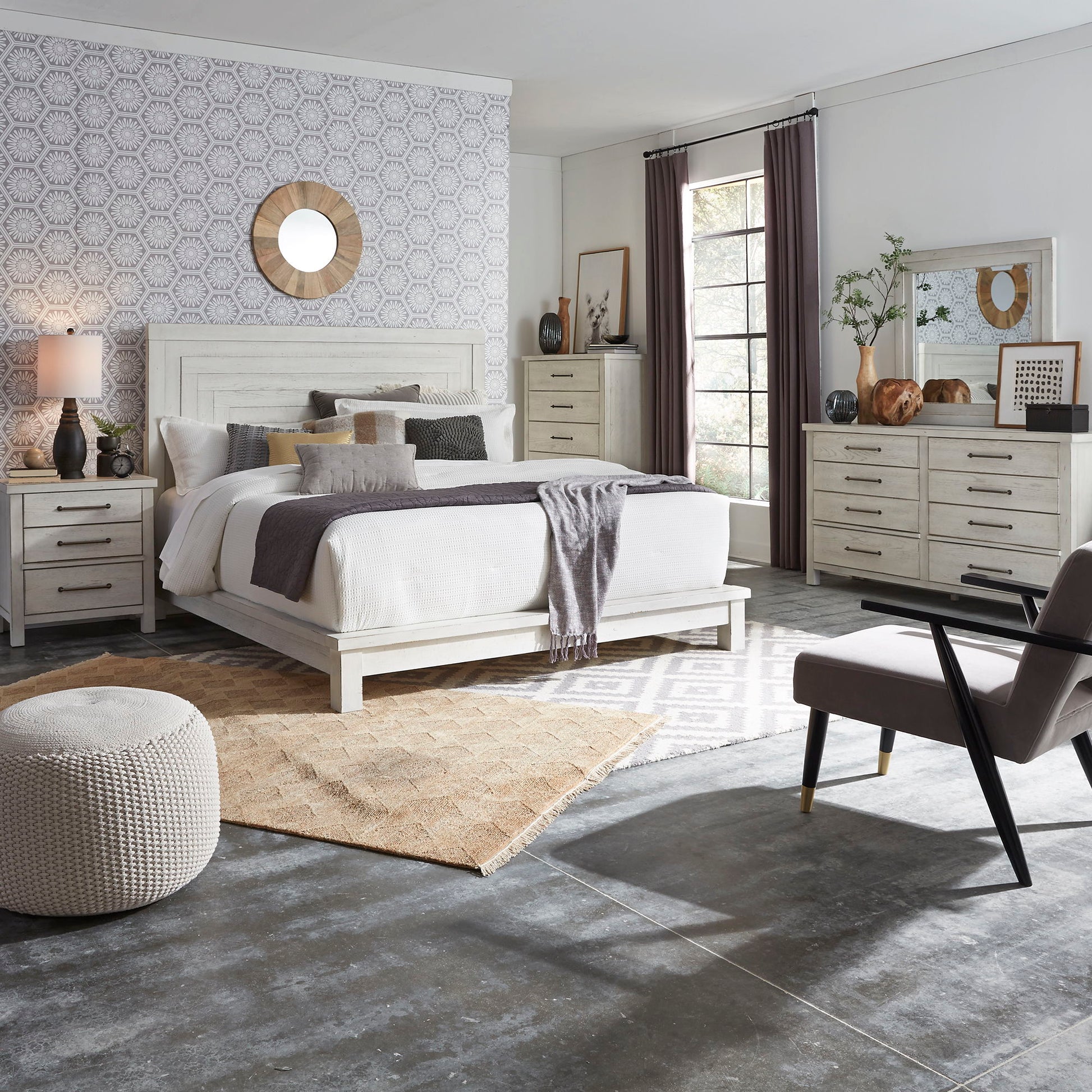 Liberty Furniture Modern Farmhouse - Platform Bed, Dresser & Mirror | Meri Furniture