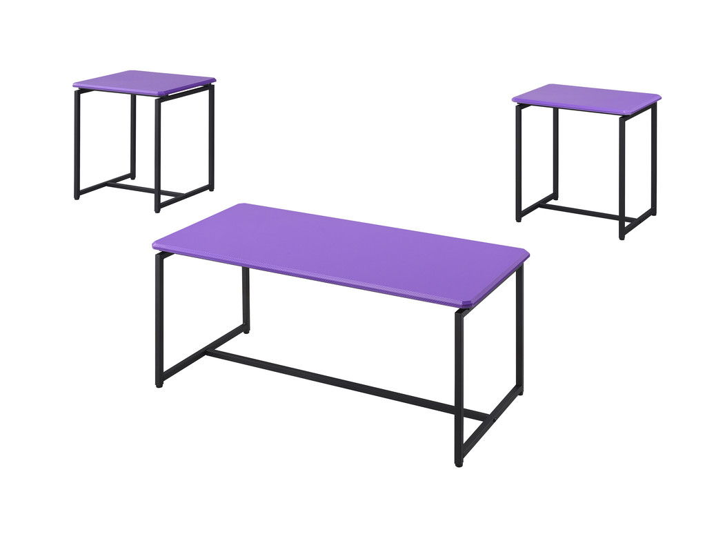 GT 3 Piece Violet Carbon Fiber Wrap 39.5"W Coffee Table and End Table Set