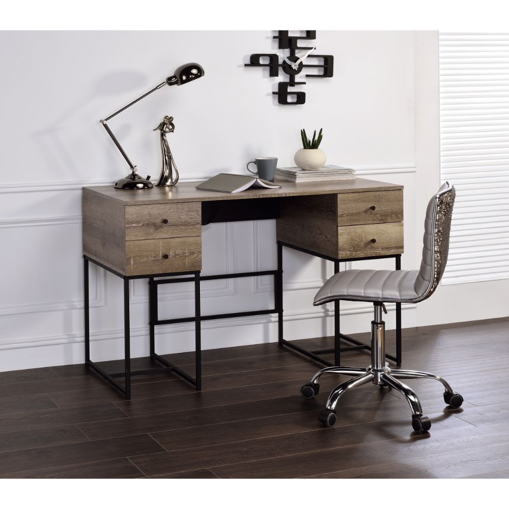ACME Desirre - Desk - Rustic Oak & Black | Meri Furniture
