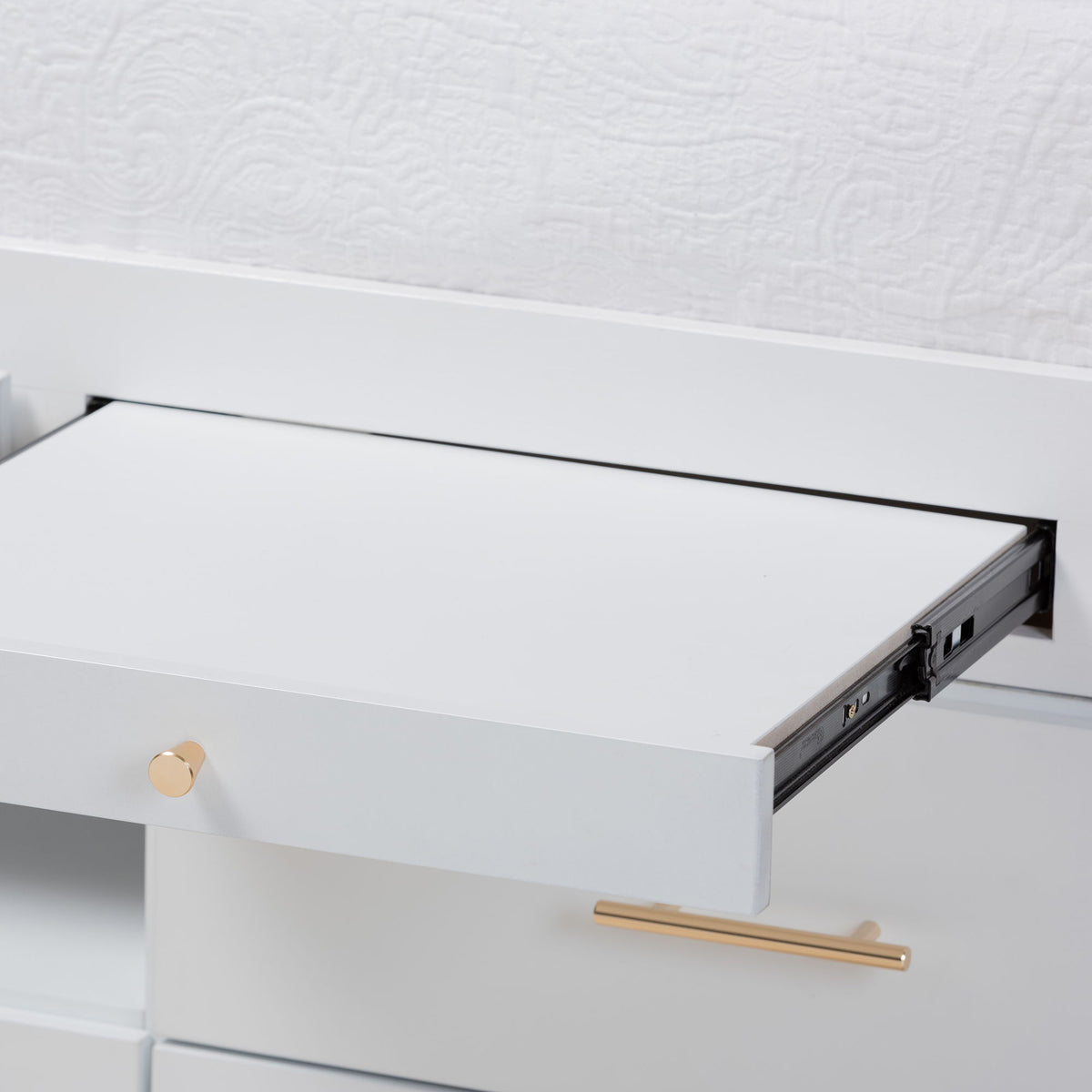 Mirza Modern and Contemporary White Finished Wood 5-Drawer Twin Size Storage Bed with Pull-Out Desk