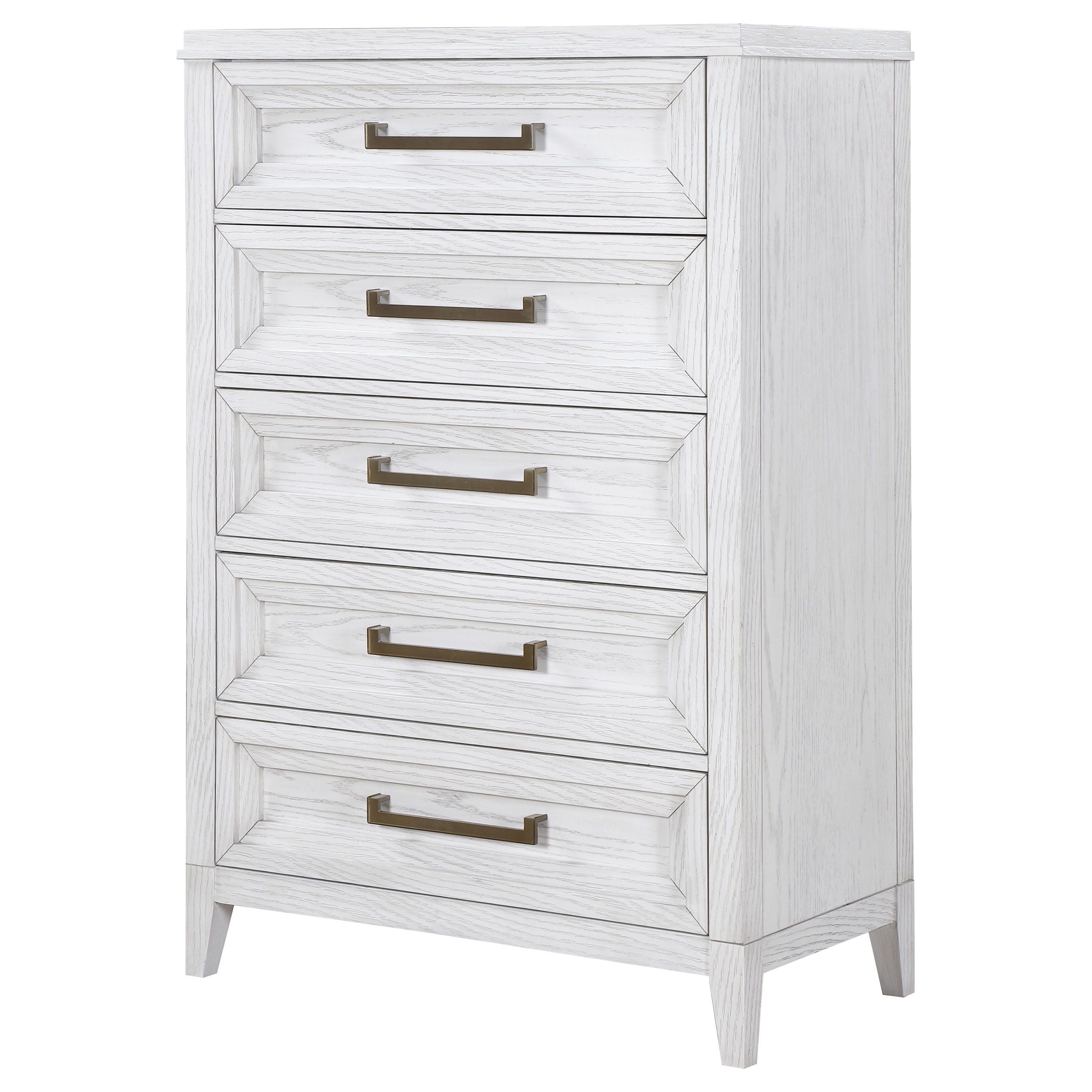 Coaster Fine Furniture Marielle - 5-Drawer Bedroom Chest - Distressed White | Meri Furniture