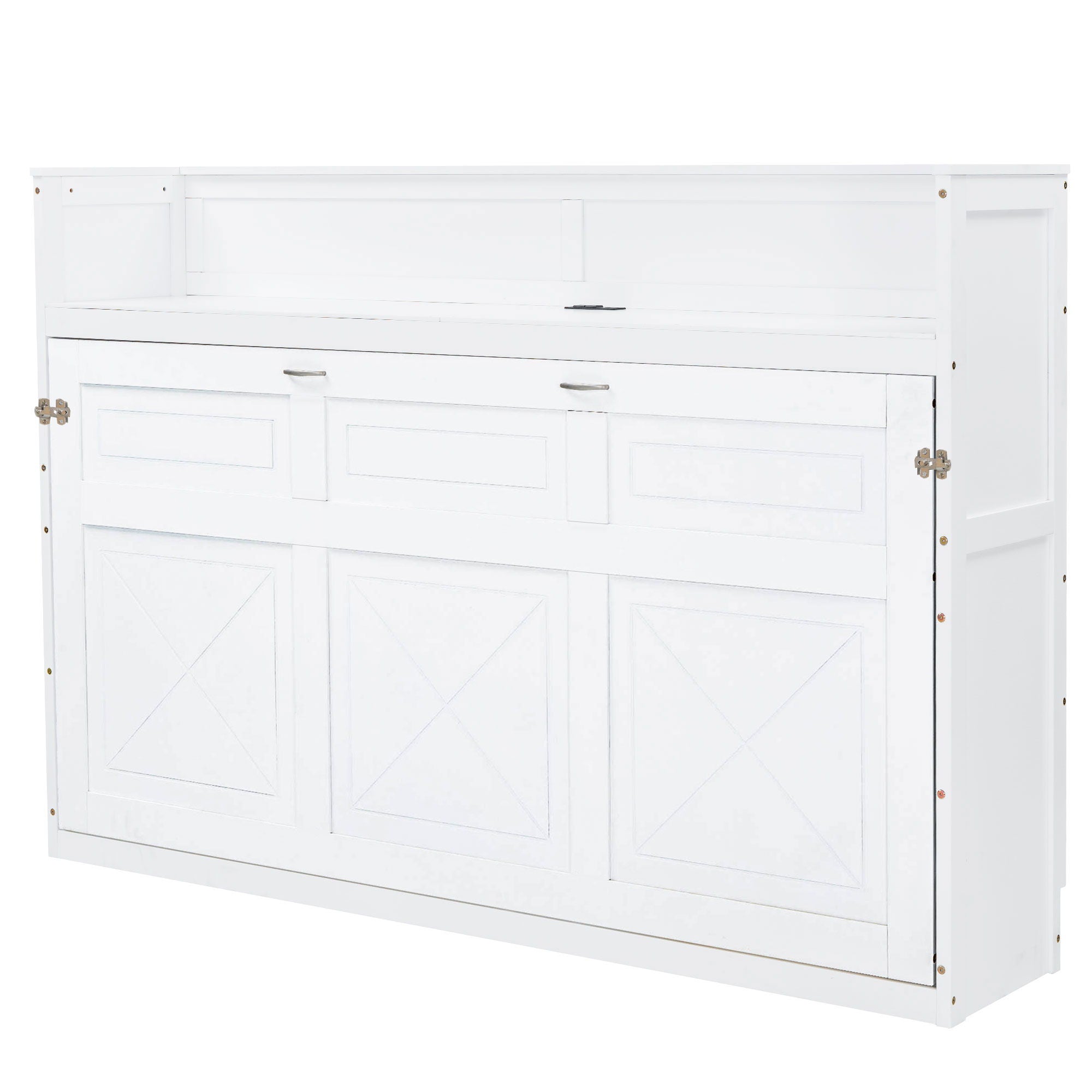 Murphy Bed With Desk, LED Light And USB Charging Station