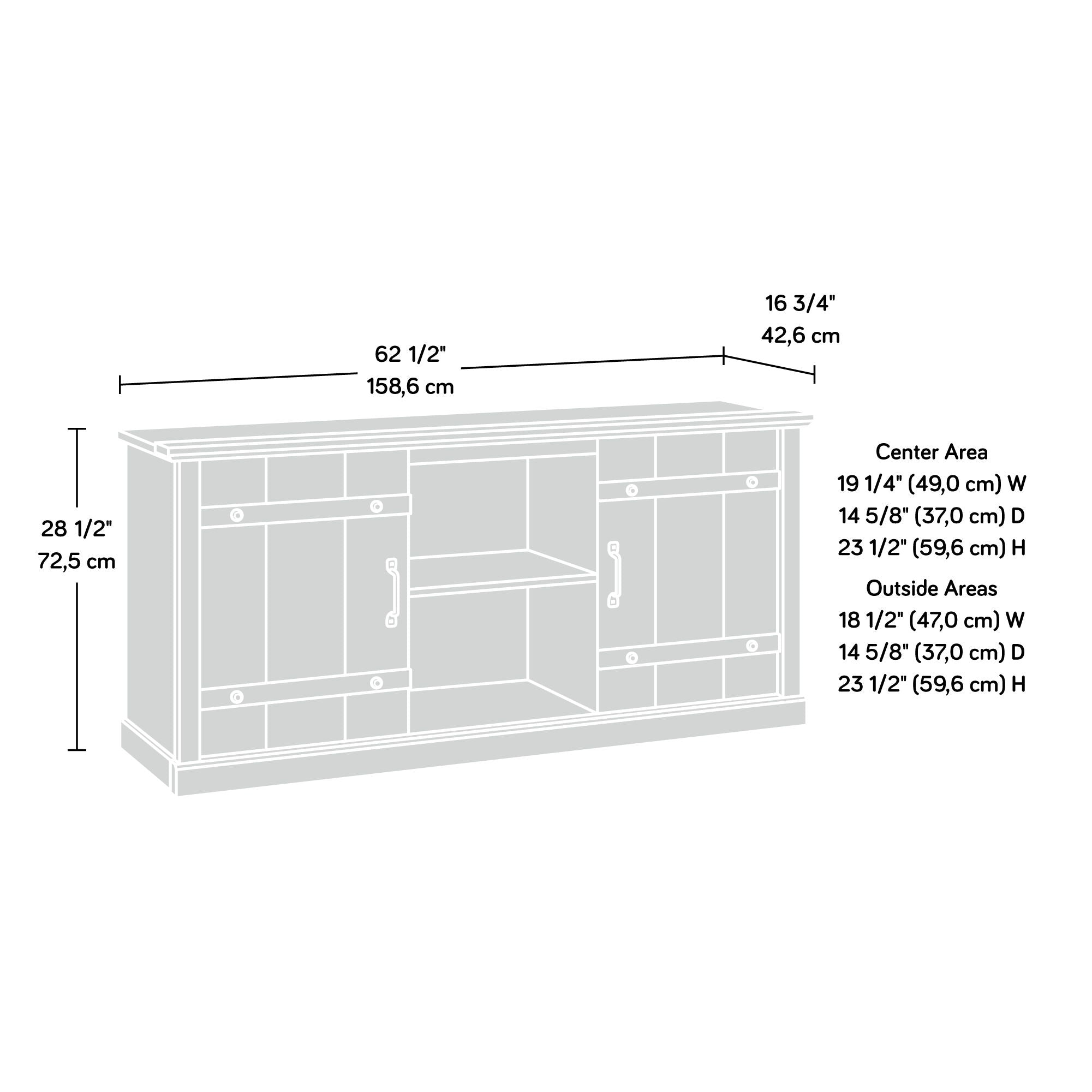 Mystic Oak TV Credenza with Black Accent Top