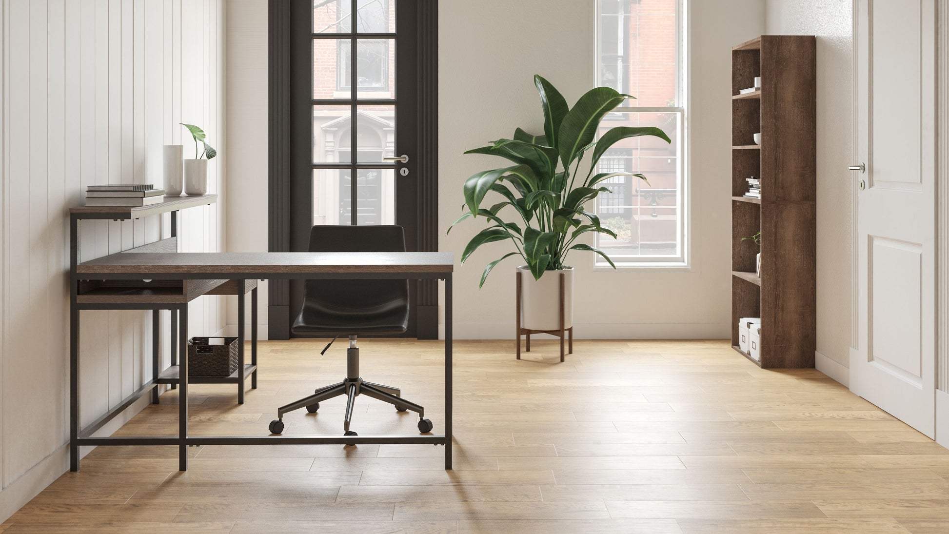 Signature Design by Ashley® Dorrinson - L-Desk Home Office Set | Meri Furniture