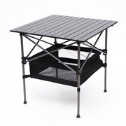 Folding Outdoor Table With Carrying Bag, Lightweight Aluminum Roll-Up Square Table For Indoor, Outdoor Camping, Picnics, Beach, Backyard, Bbq, Party, Patio - Black