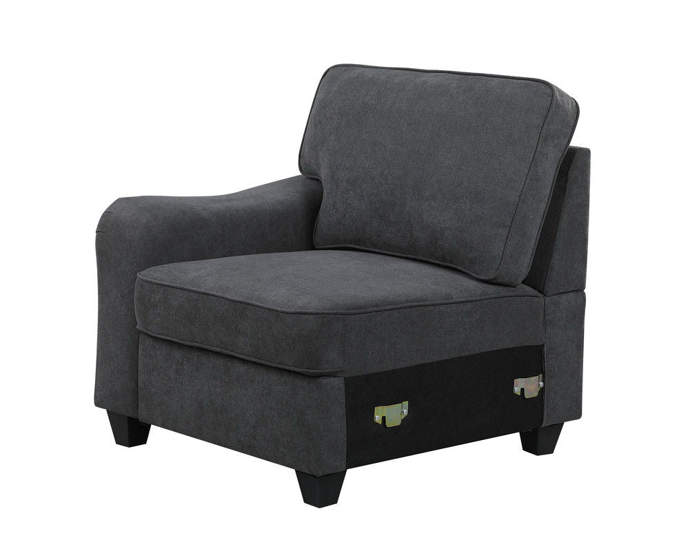 Leo 125"W Dark Gray Woven 8Pc Modular L-Shape Sectional Sofa and Ottoman