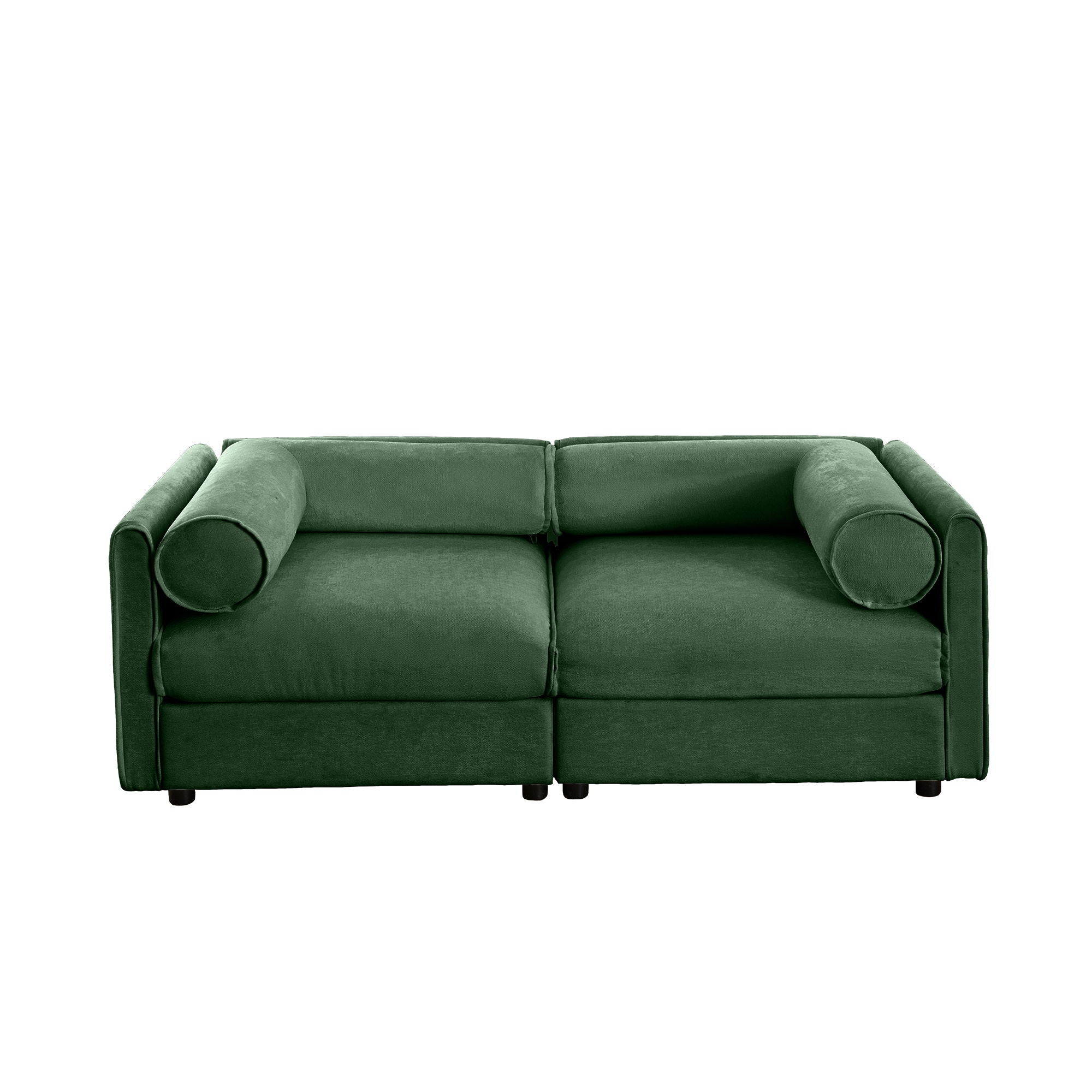 Stylish Chenille Sofa With Storage Seat And Cylindrical Backrest